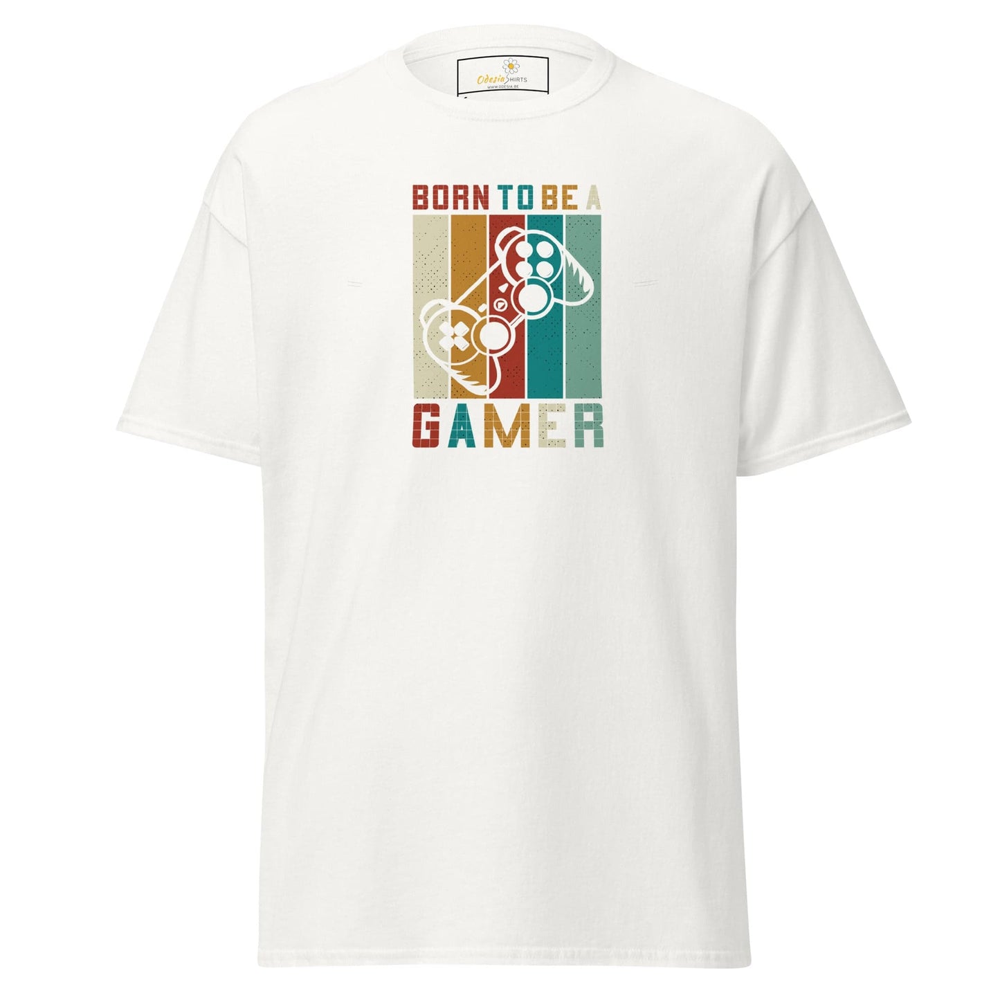White T-shirt with gamer design for Men and Women in sizes S to XL