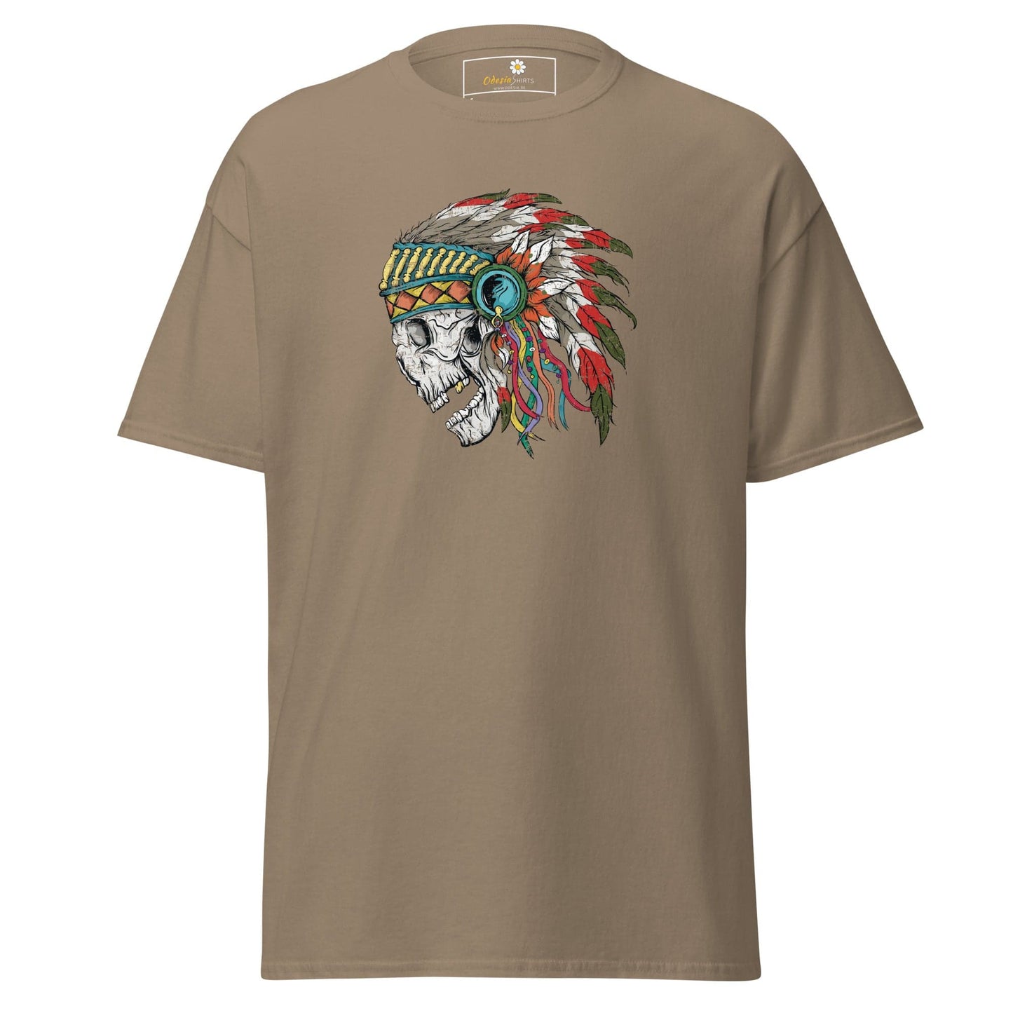 Unisex classic t-shirt - SKULL NATIVE INDIAN - REGULAR - Brown Savana / S
