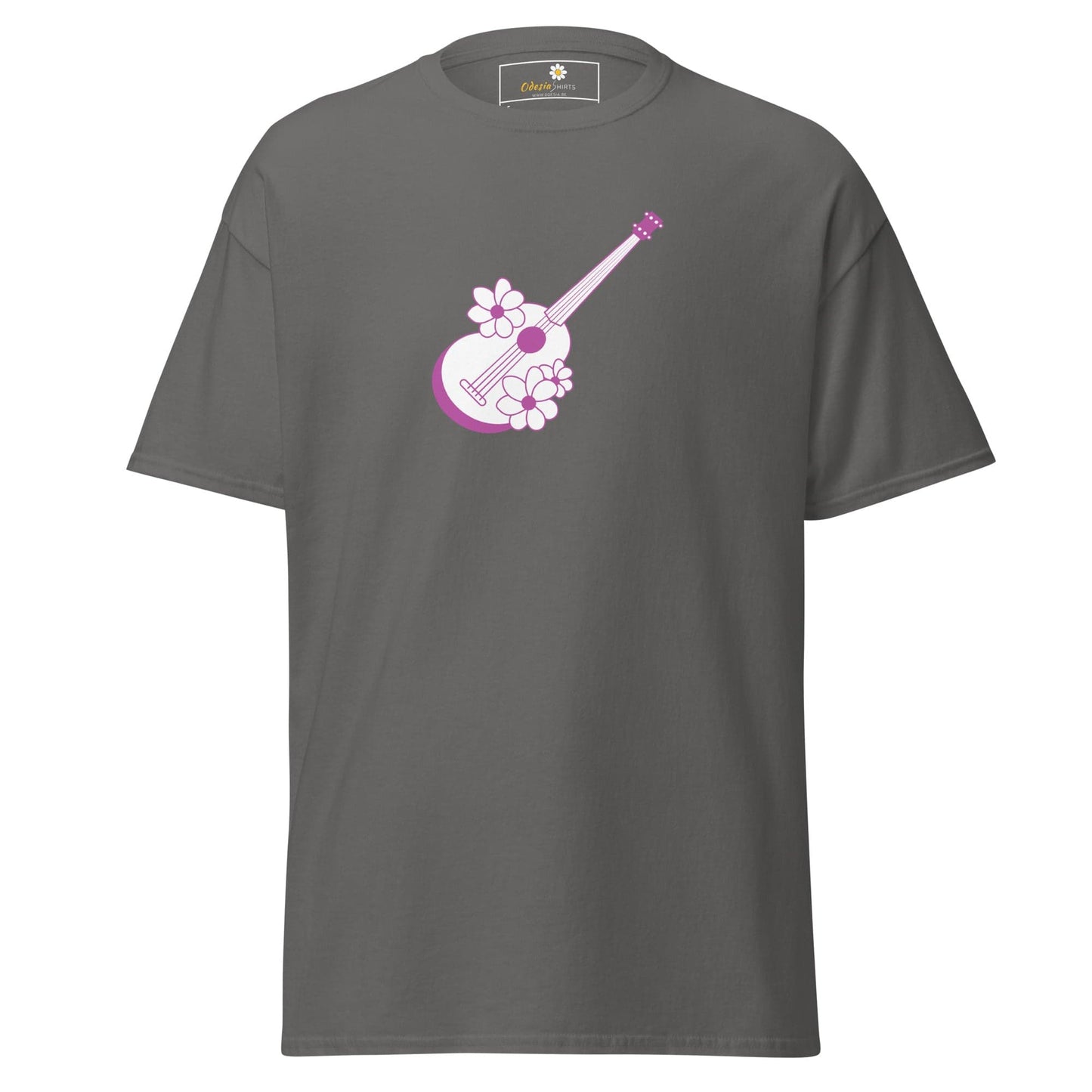 Unisex classic t-shirt - MUSIC GUITAR FLOWERS - REGULAR - Charcoal / S