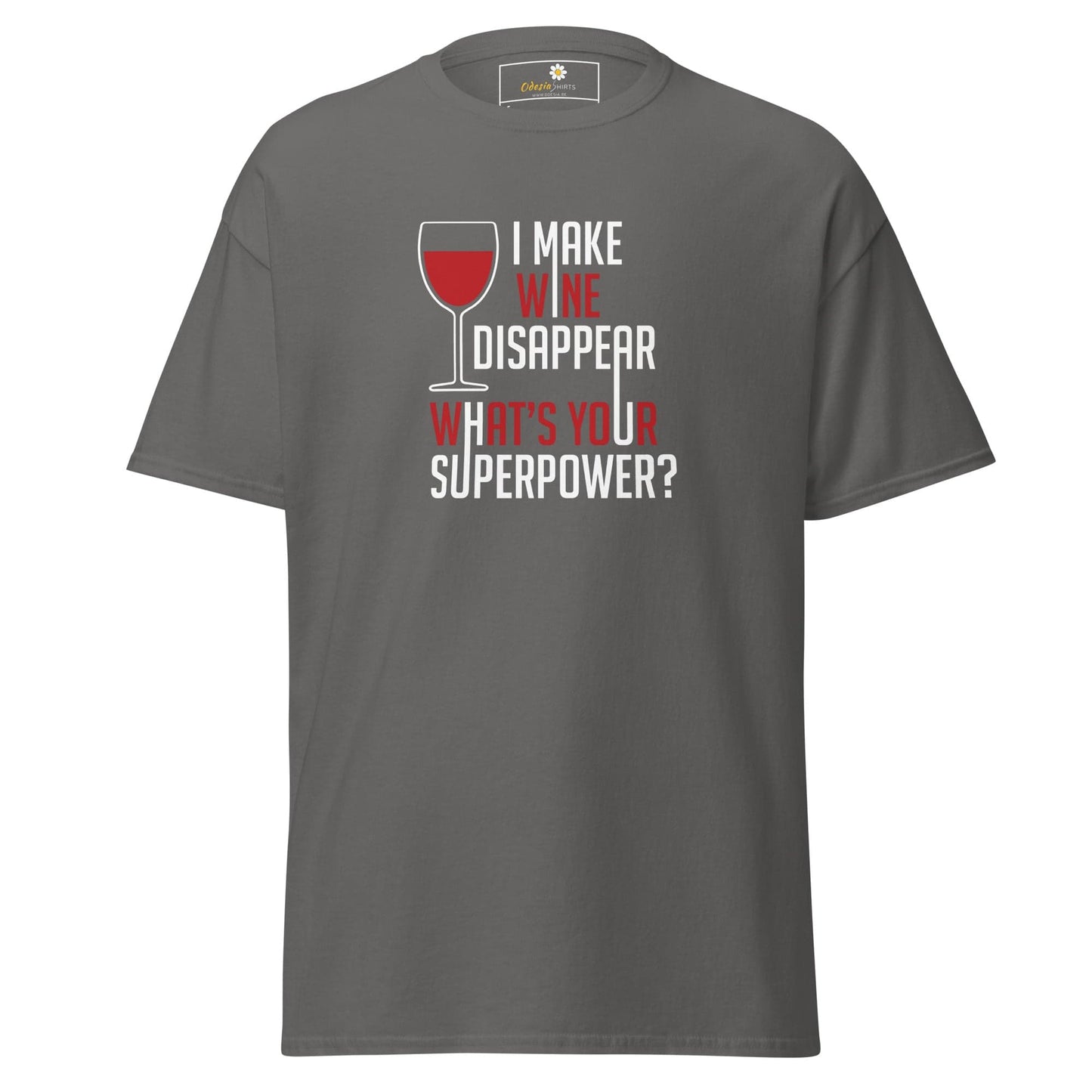Unisex classic t-shirt - FUN WINE DISSAPEAR - REGULAR - Charcoal / S