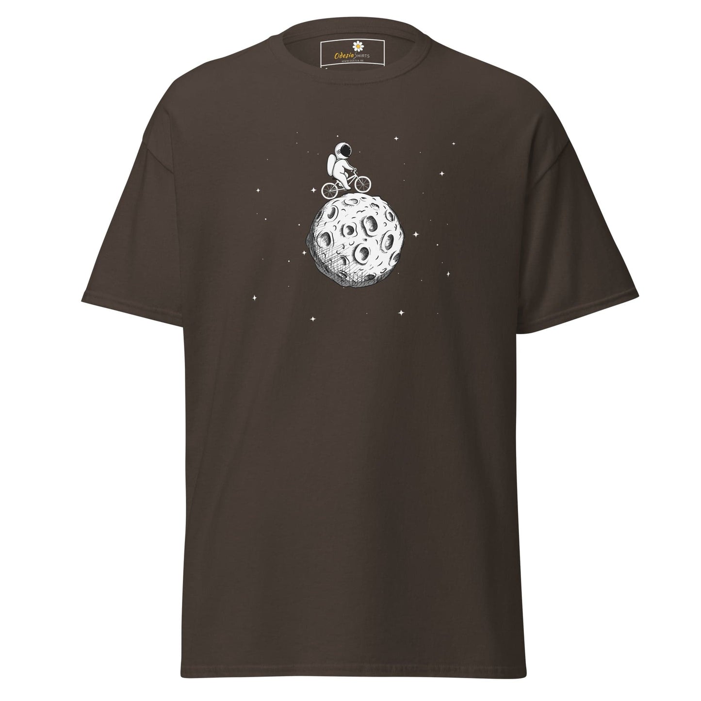 Unisex classic t-shirt - ASTRONAUT RIDING BIKE MOON - REGULAR - Dark Chocolate / S