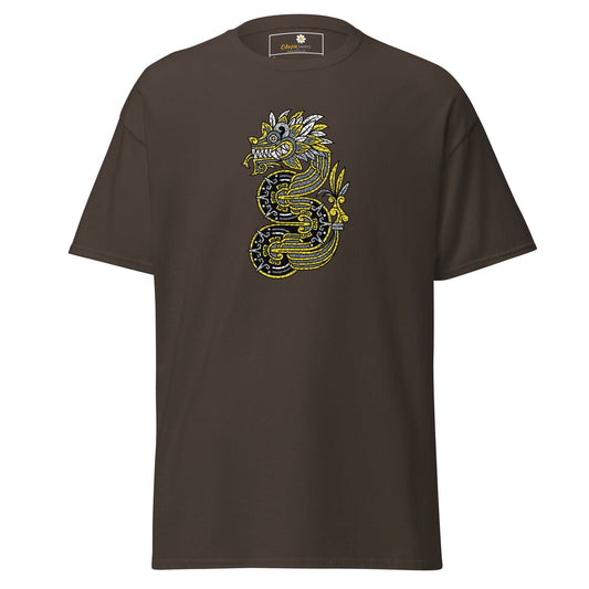 Unisex classic t-shirt - MYSTIC YELLOW GREY DRAGON - REGULAR - Dark Chocolate / S