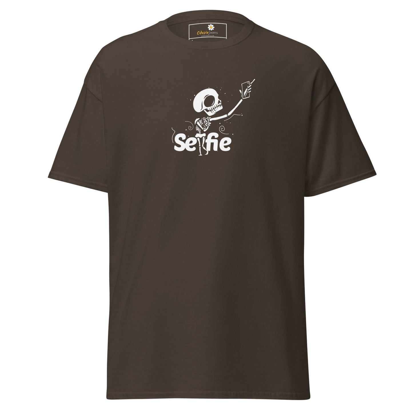 Unisex classic t-shirt - SKULL SELFIE - REGULAR - Dark Chocolate / S