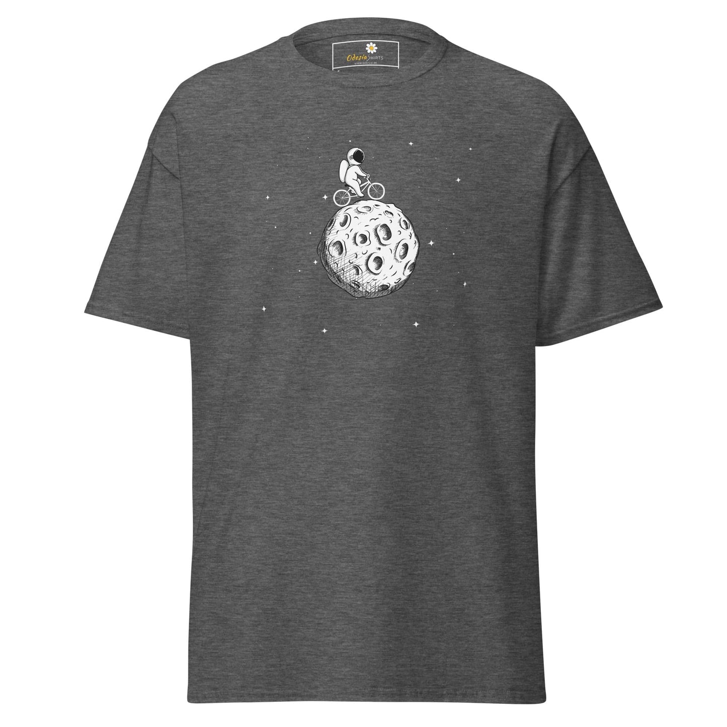 Unisex classic t-shirt - ASTRONAUT RIDING BIKE MOON - REGULAR - Dark Heather / S