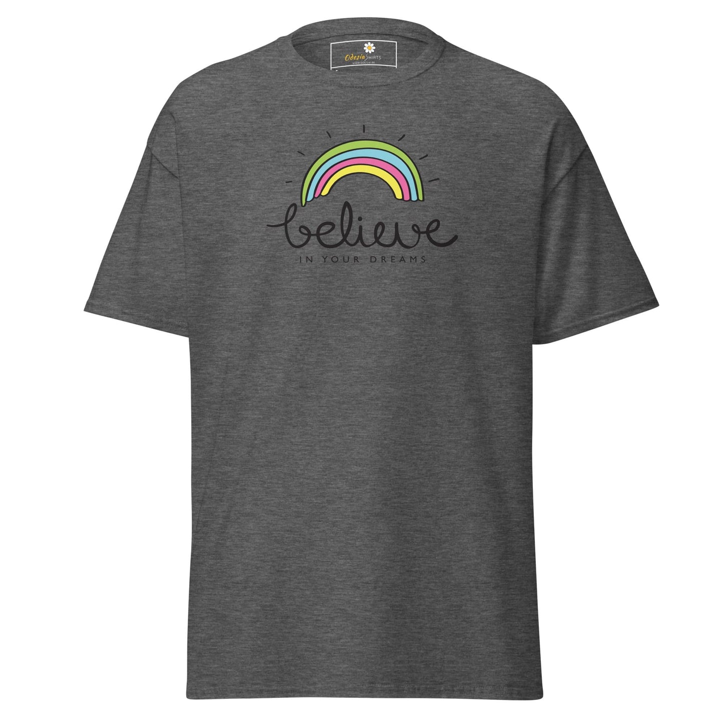 Unisex classic t-shirt - POSITIVE BELIEVE IN YOUR DREAMS - REGULAR - Dark Heather / S