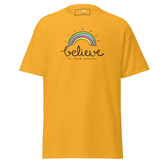 Unisex classic t-shirt - POSITIVE BELIEVE IN YOUR DREAMS - REGULAR - Gold / S