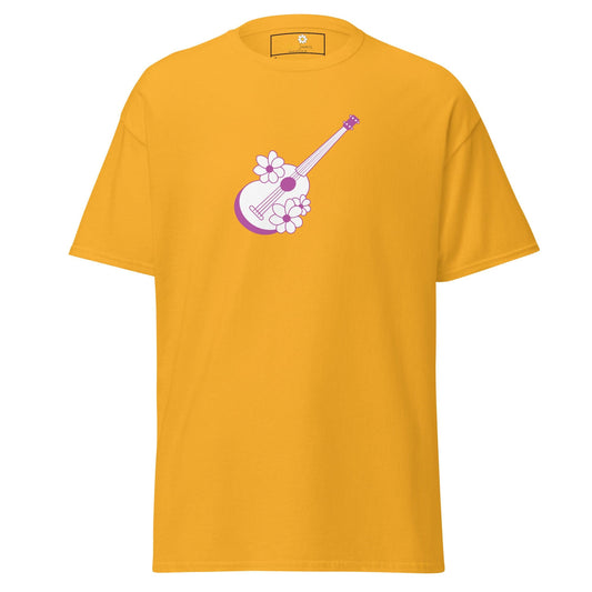 Unisex classic t-shirt - MUSIC GUITAR FLOWERS - REGULAR - Gold / S