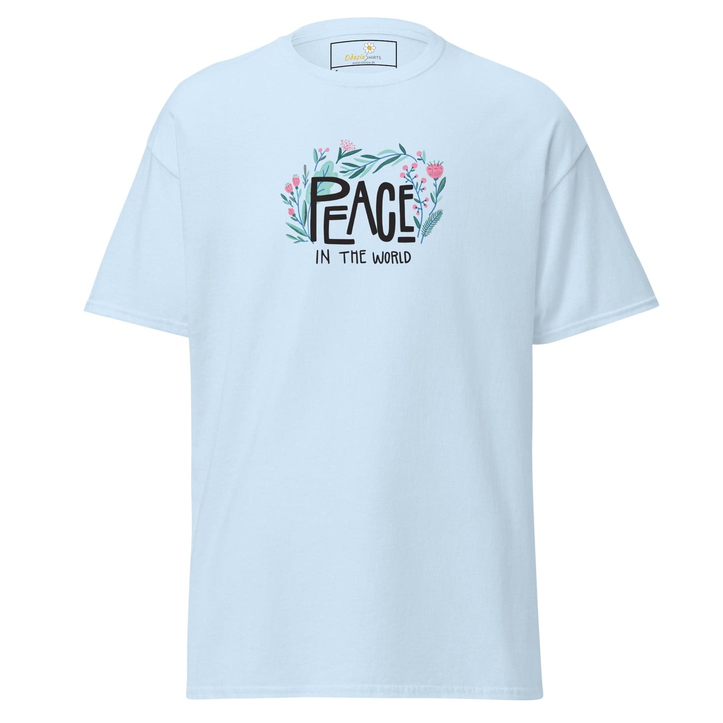 Unisex classic tee - POSITIVE TEXT PEACE IN THE WORLD - REGULAR - Light Blue / S