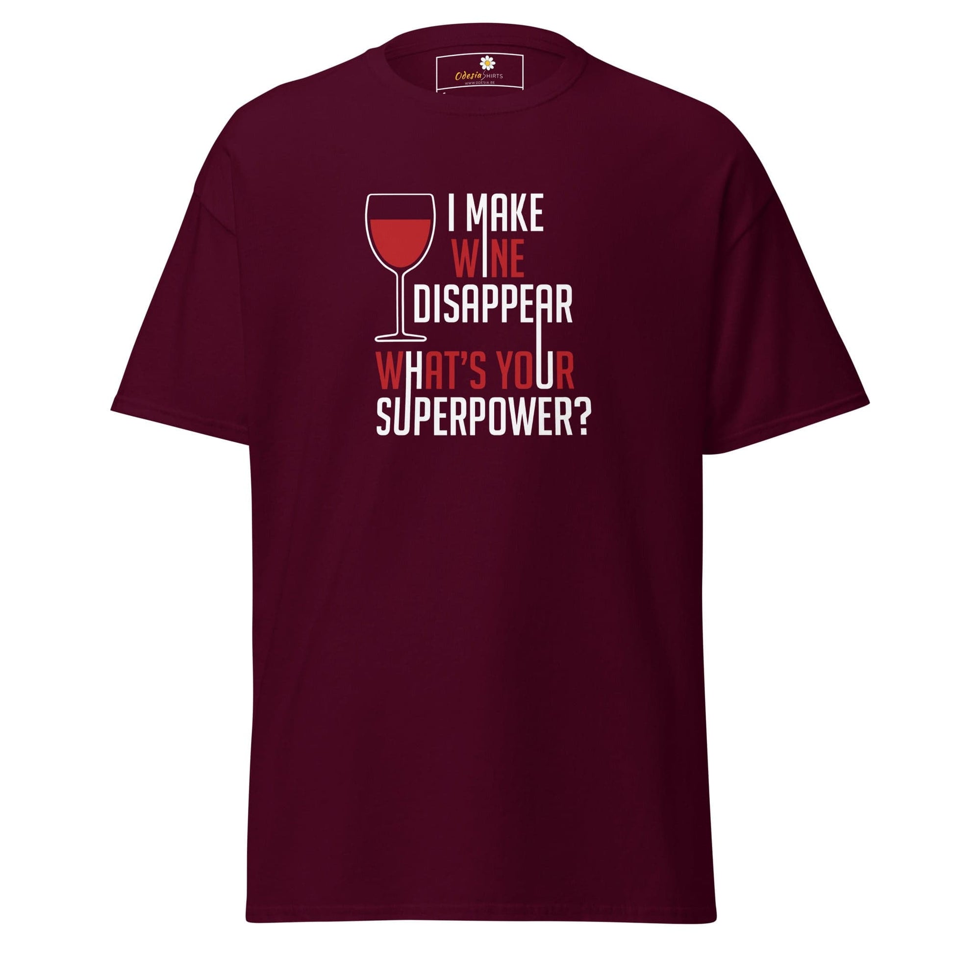 Unisex classic t-shirt - FUN WINE DISSAPEAR - REGULAR - Maroon / S