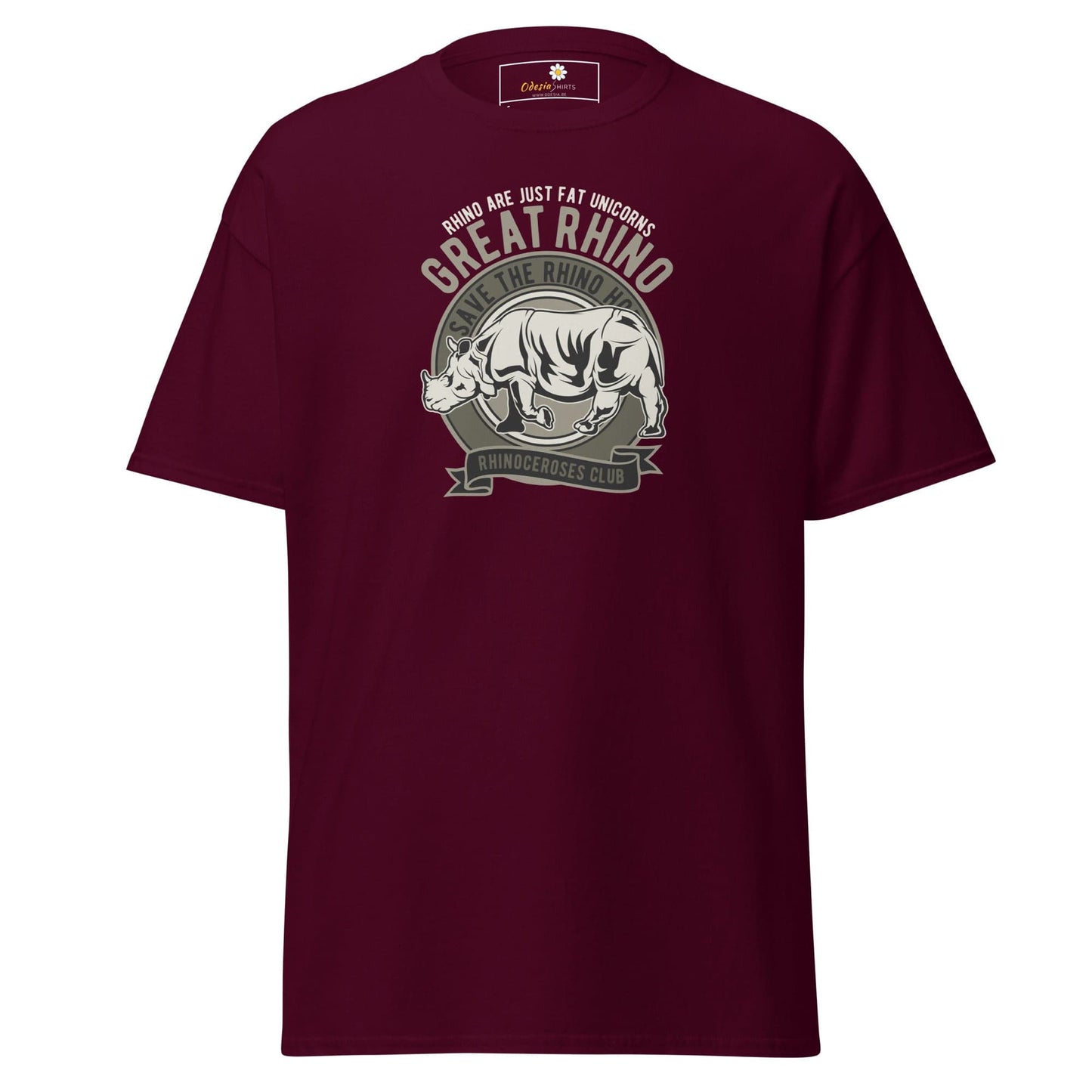 Unisex classic t-shirt - WILD LIFE GREAT RHINO - REGULAR - Maroon / S