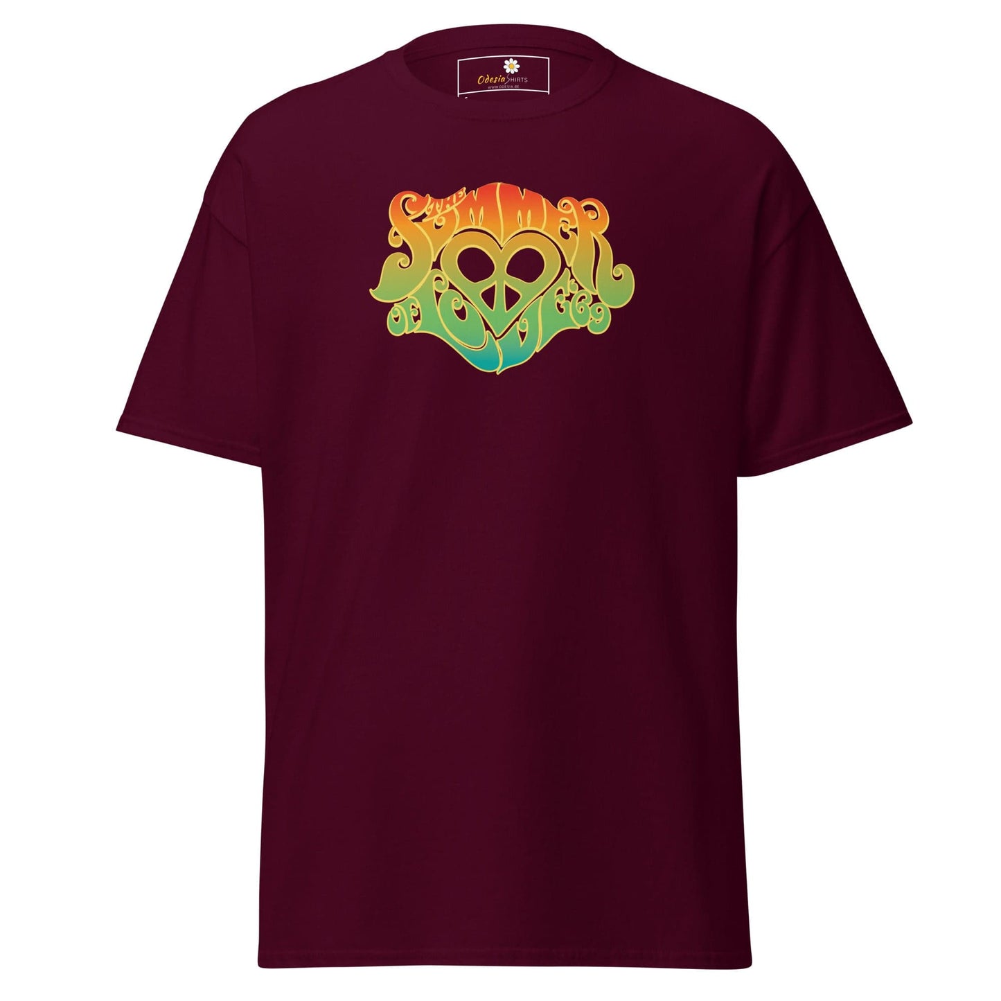Unisex classic tee - POSITIVE SUMMER LOVE - REGULAR - Maroon / S