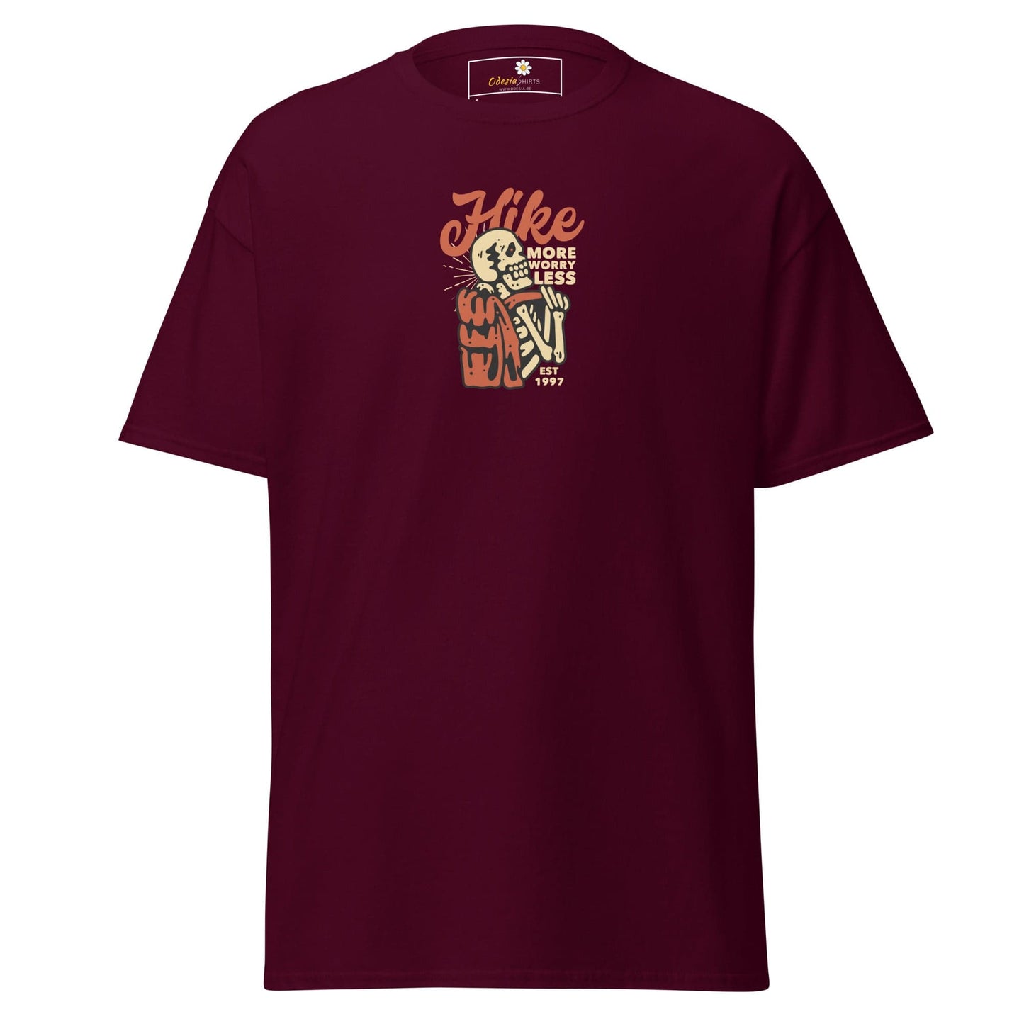 Unisex classic tee - SKULL SPORT HIKE MORE - REGULAR - Maroon / S