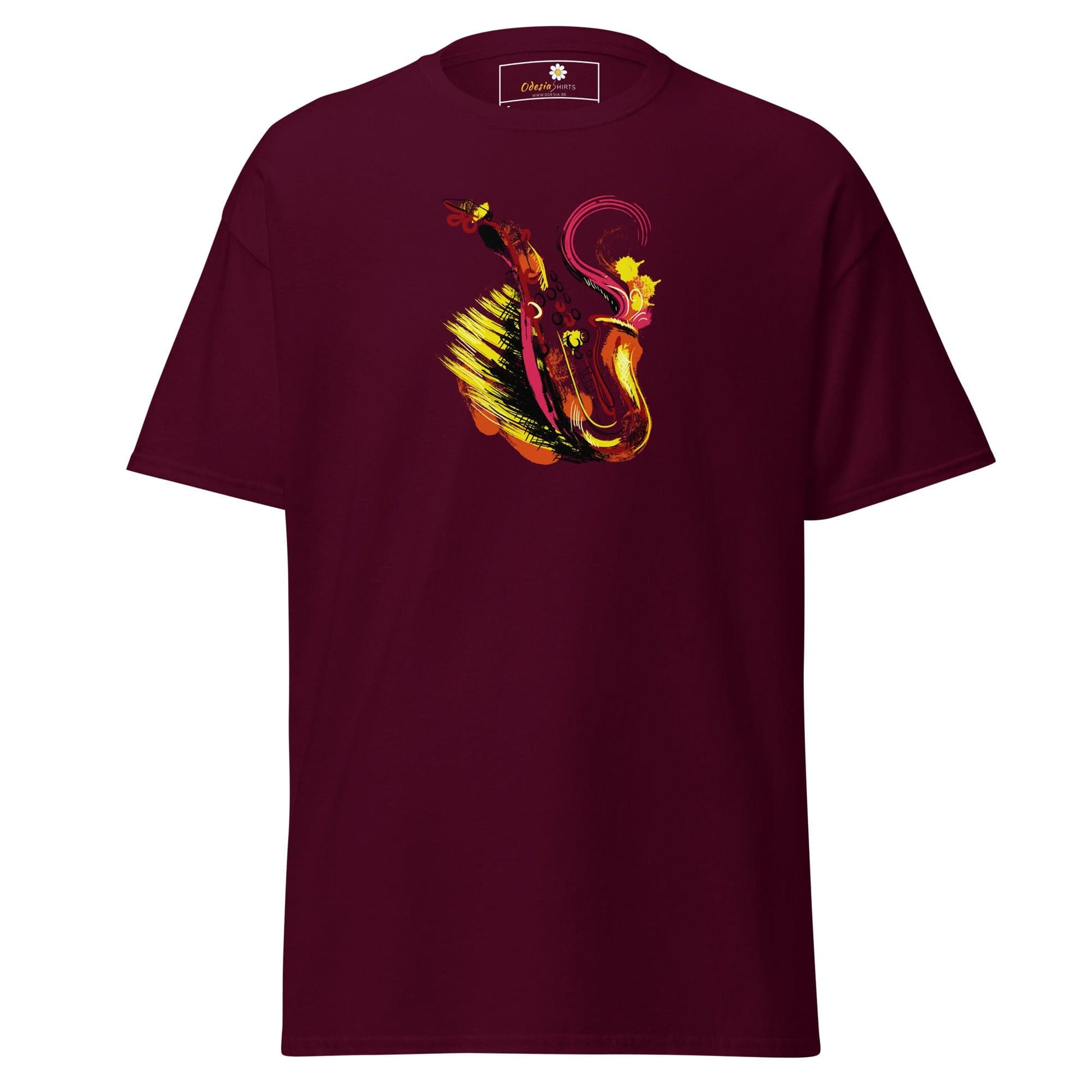 Unisex classic tee - MUSIC SAXOPHONE - REGULAR - Maroon / S