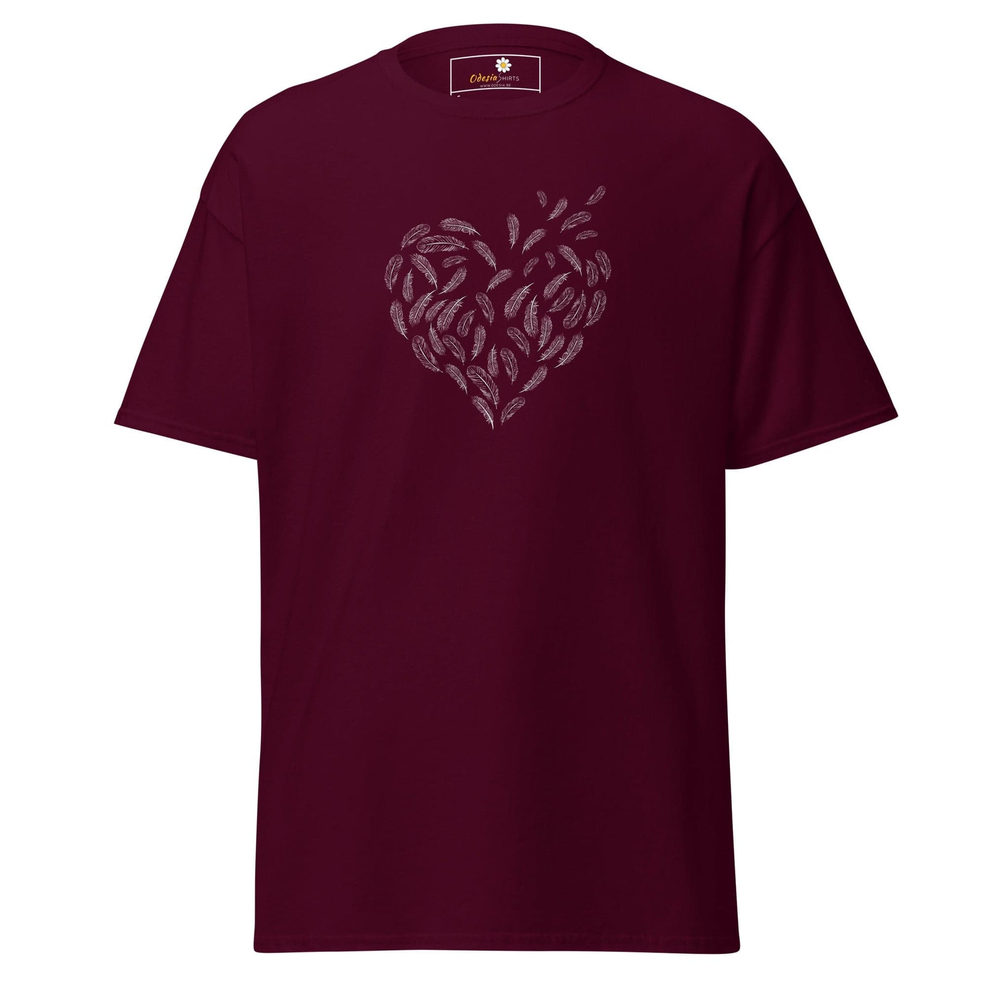 Unisex classic tee - POSITIVE FEATHER HEART - REGULAR - Maroon / S