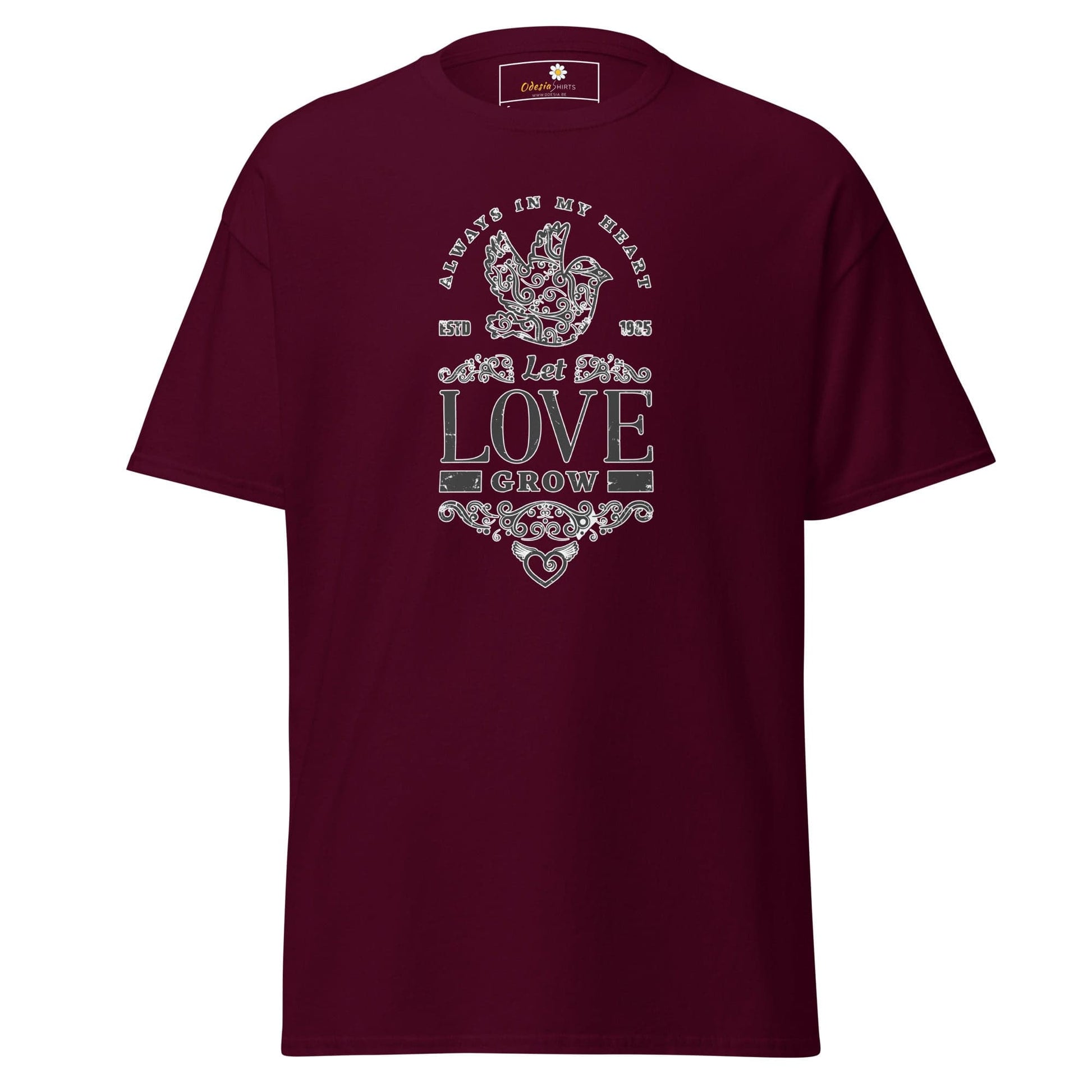 Unisex classic tee - POSITIVE LET LOVE GROW - REGULAR - Maroon / S