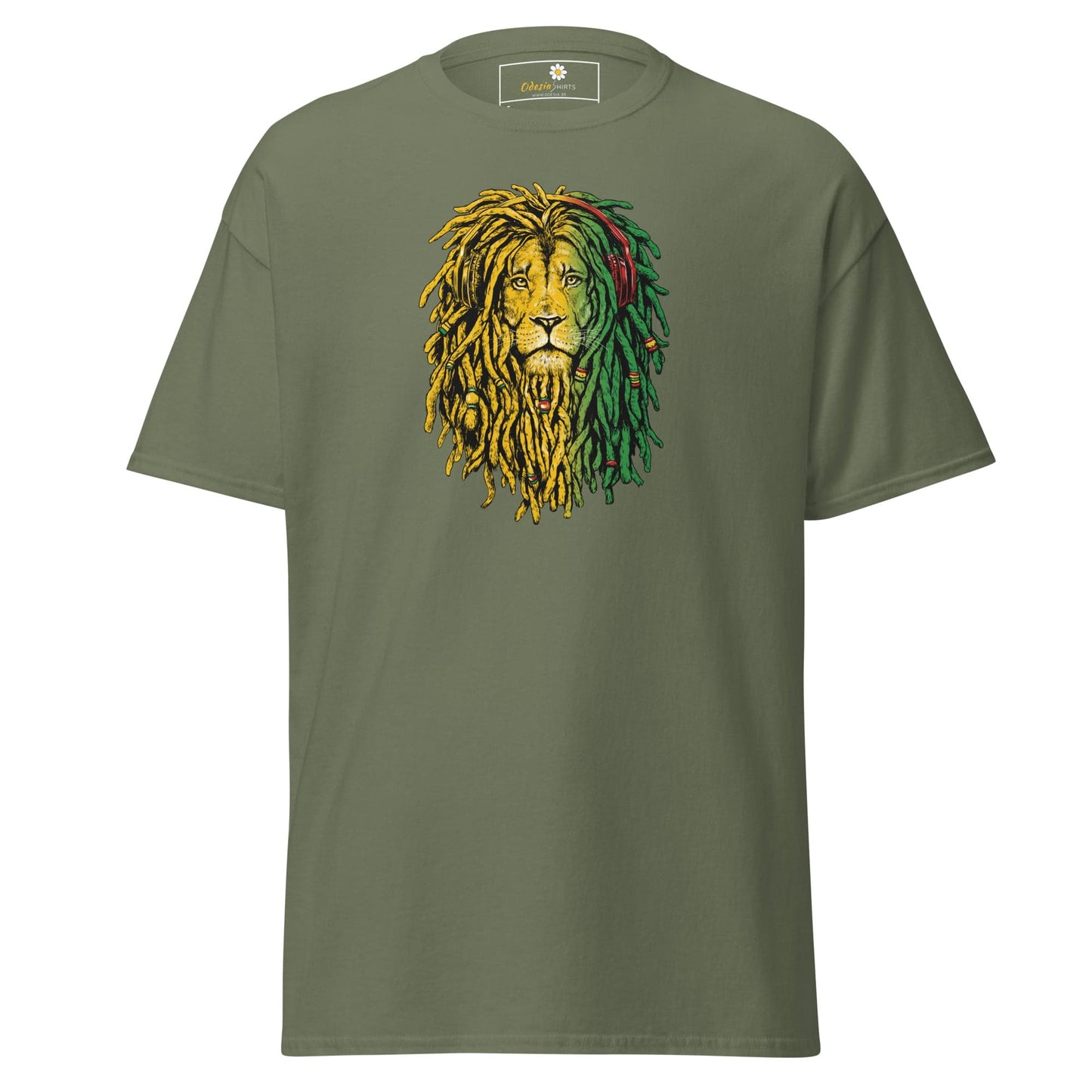 Unisex classic t-shirt - WILD LIFE REGGAE LION - REGULAR - Military Green / S
