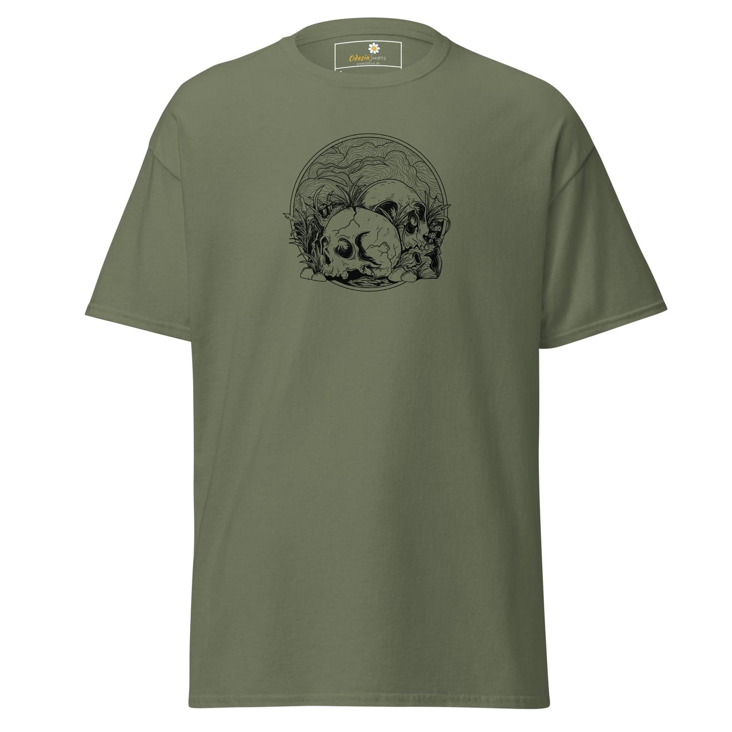 Unisex classic t-shirt - SKULL SUMMER SKULLS - REGULAR - Military Green / S