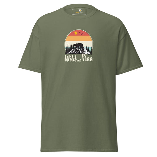 Unisex classic t-shirt - ADVENTURE WILD AND FREE - REGULAR - Military Green / S