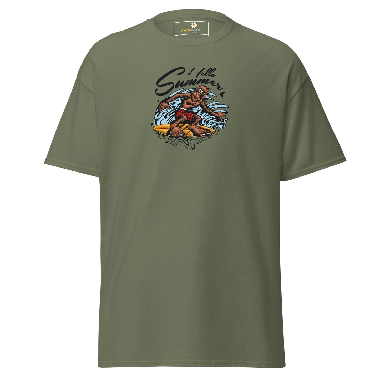 Unisex classic t-shirt - FANTASY SURFING MONKEY - REGULAR - Military Green / S