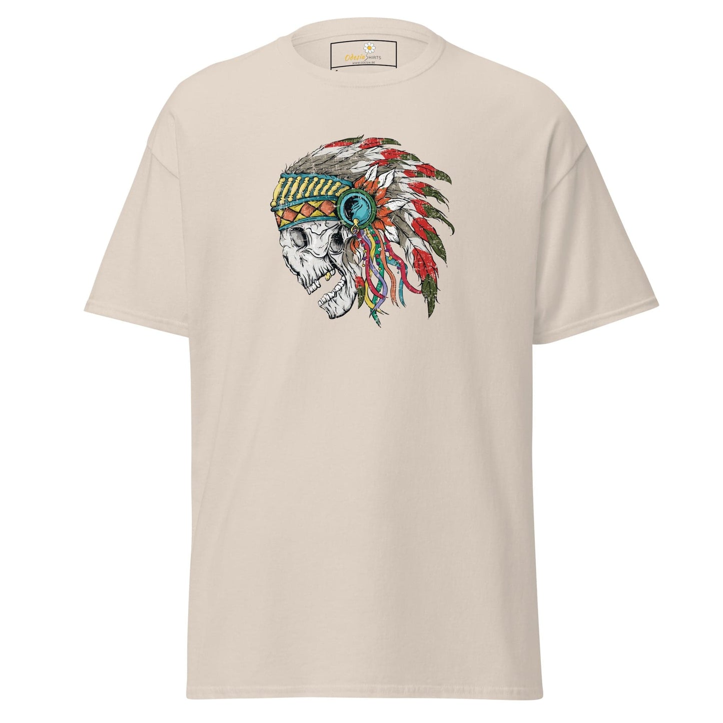 Unisex classic t-shirt - SKULL NATIVE INDIAN - REGULAR - Natural / S