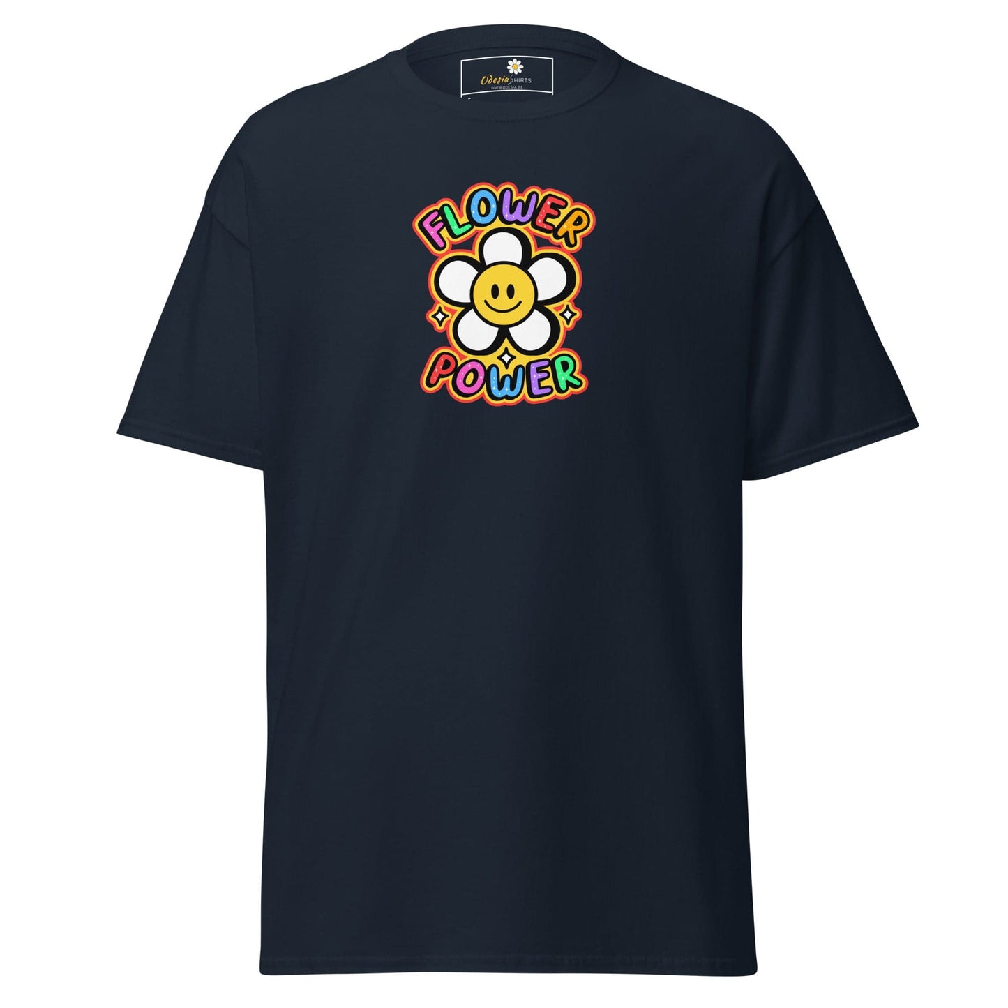 Unisex classic t-shirt - POSITIVE FLOWER POWER - REGULAR - Navy / S