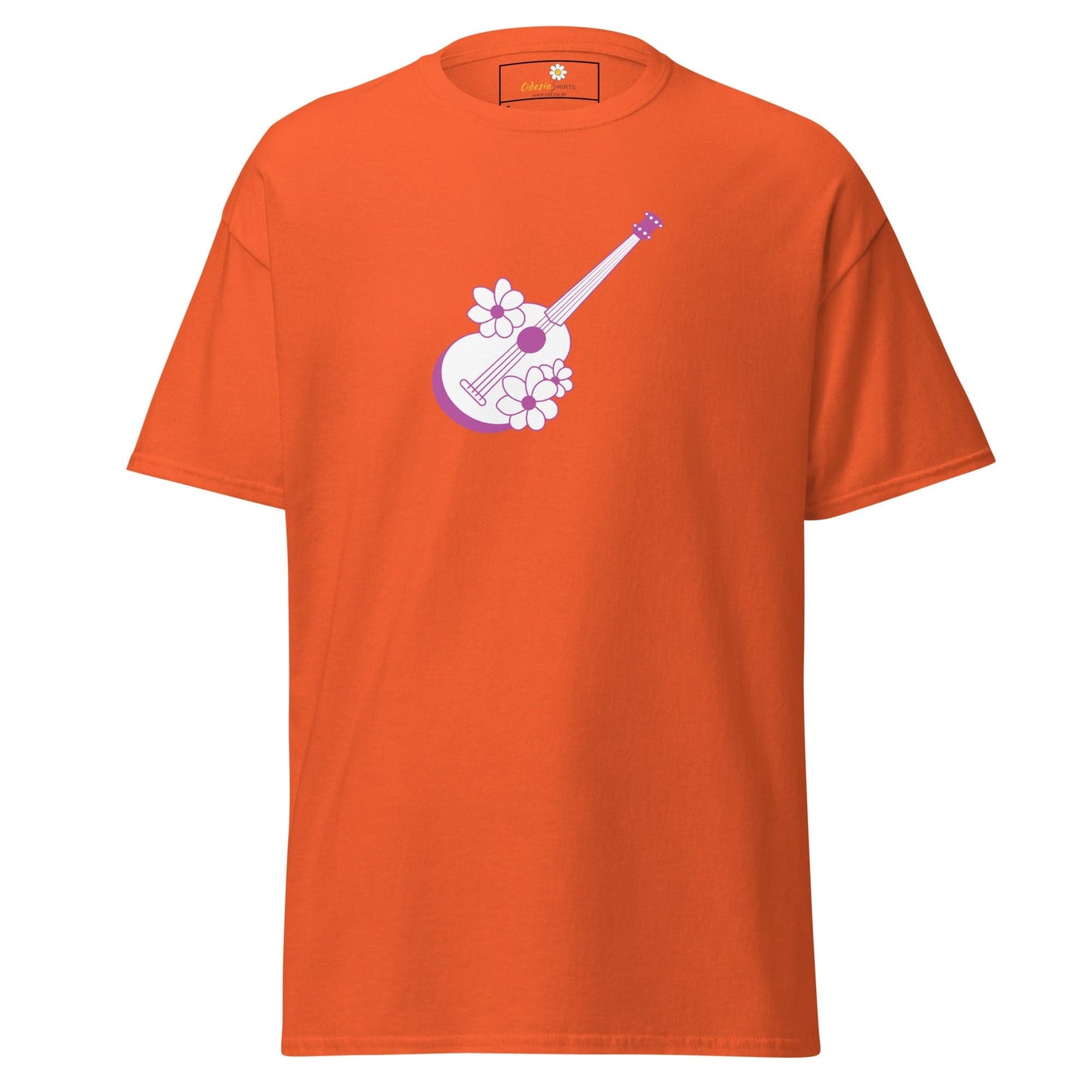 Unisex classic t-shirt - MUSIC GUITAR FLOWERS - REGULAR - Orange / S