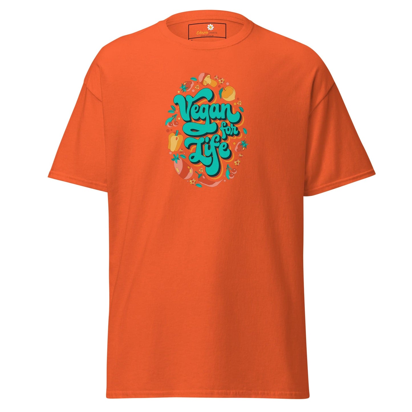 Unisex classic t-shirt - VEGAN FOR LIFE - REGULAR - Orange / S