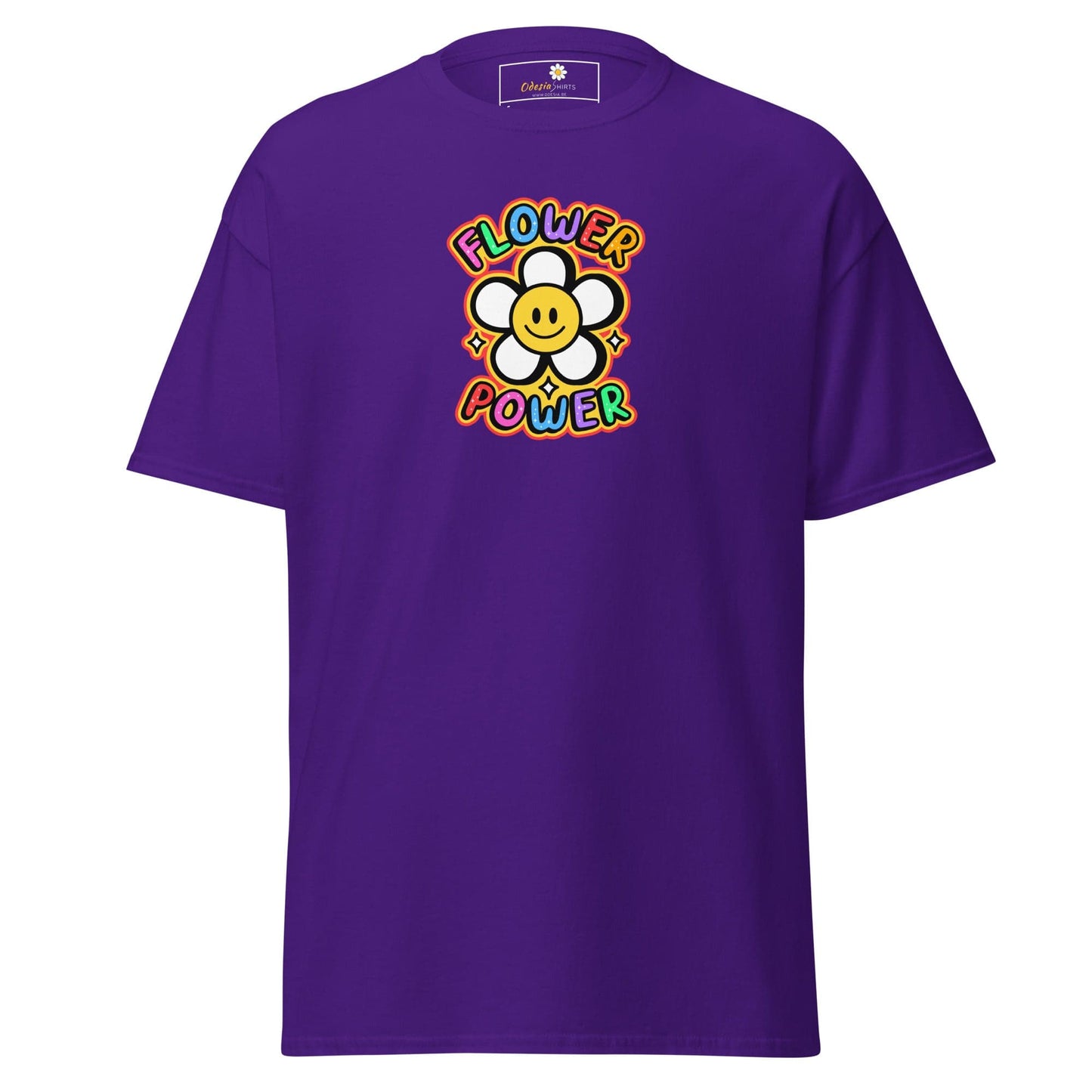 Unisex classic t-shirt - POSITIVE FLOWER POWER - REGULAR - Purple / S