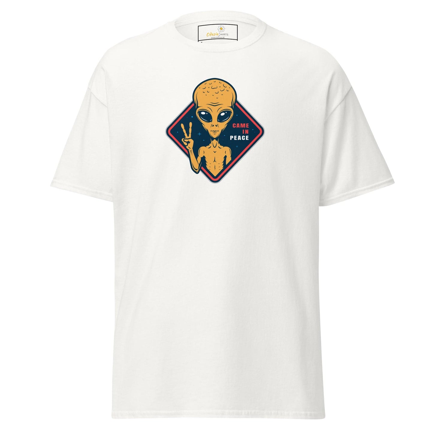 Unisex classic t-shirt - SPACE ALIENS COME IN PEACE - REGULAR - White / S
