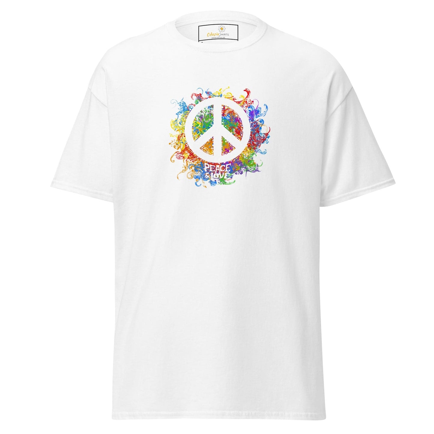 Unisex classic tee - POSITIVE PEACE AND LOVE - REGULAR - White / S
