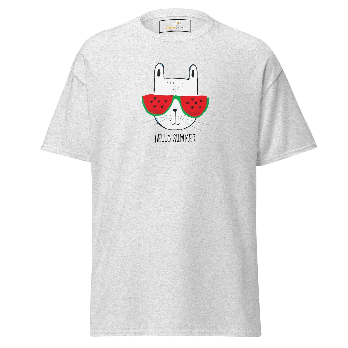 Unisex classic t-shirt - SUMMER HELLO CAT - REGULAR - Ash / S