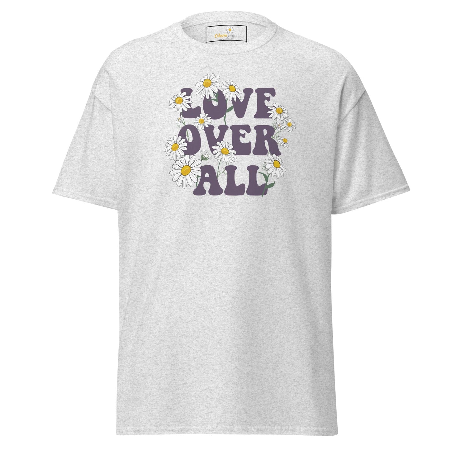 White T-shirt with Love Over All graphic from T-SHIRT DESIGN TEE for men and women
