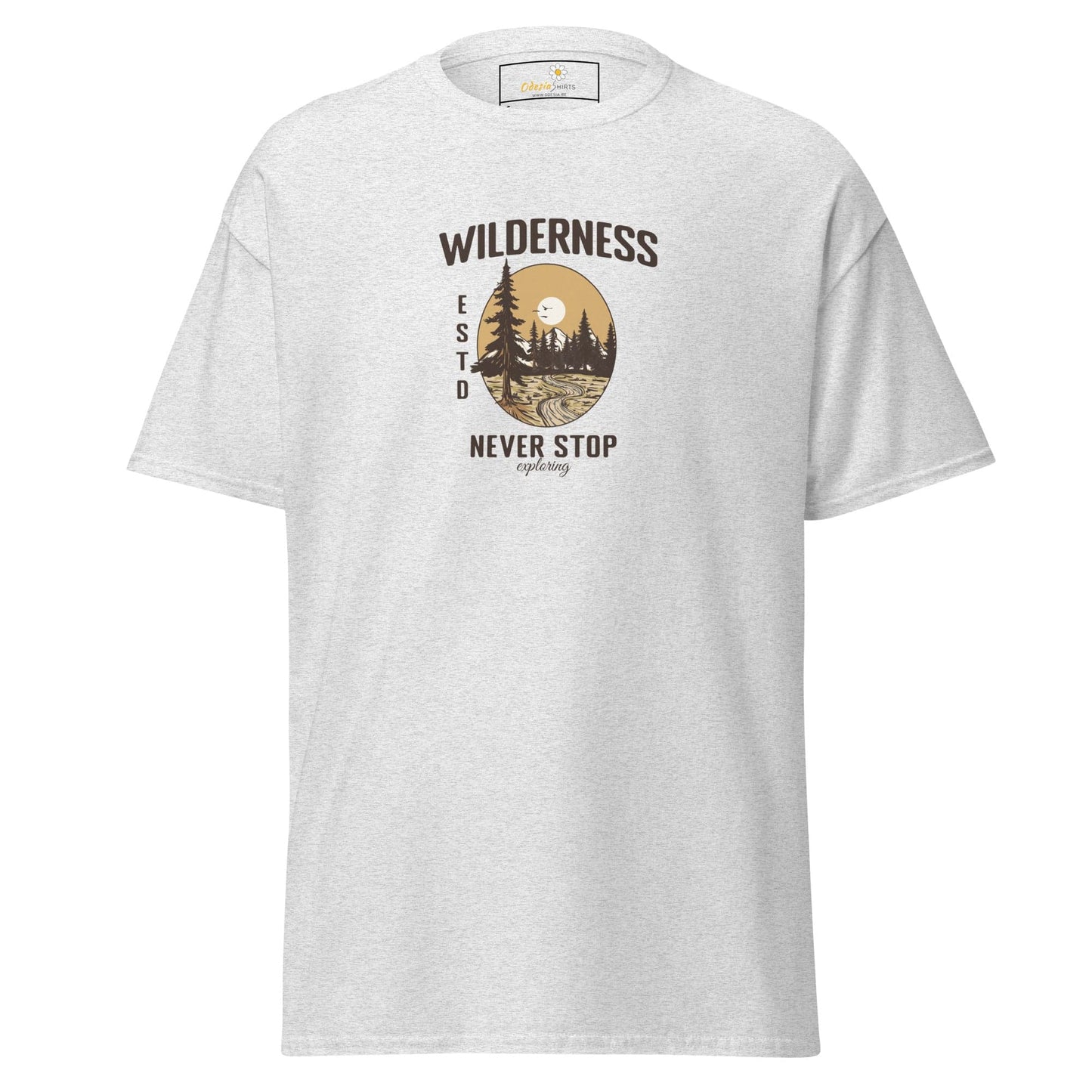 Unisex classic t-shirt - NATURE WILDERNESS NEVER STOP - REGULAR - Ash / S