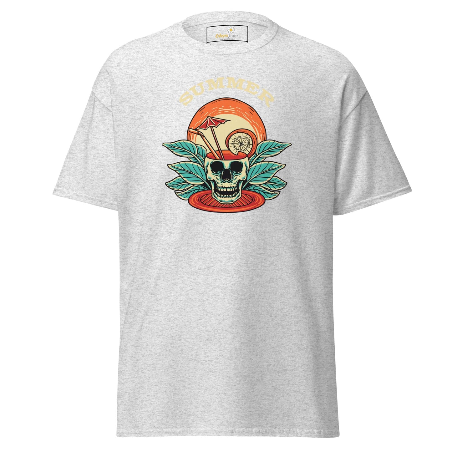 Unisex classic t-shirt - SKULL SUMMER DRINK - REGULAR - Ash / S