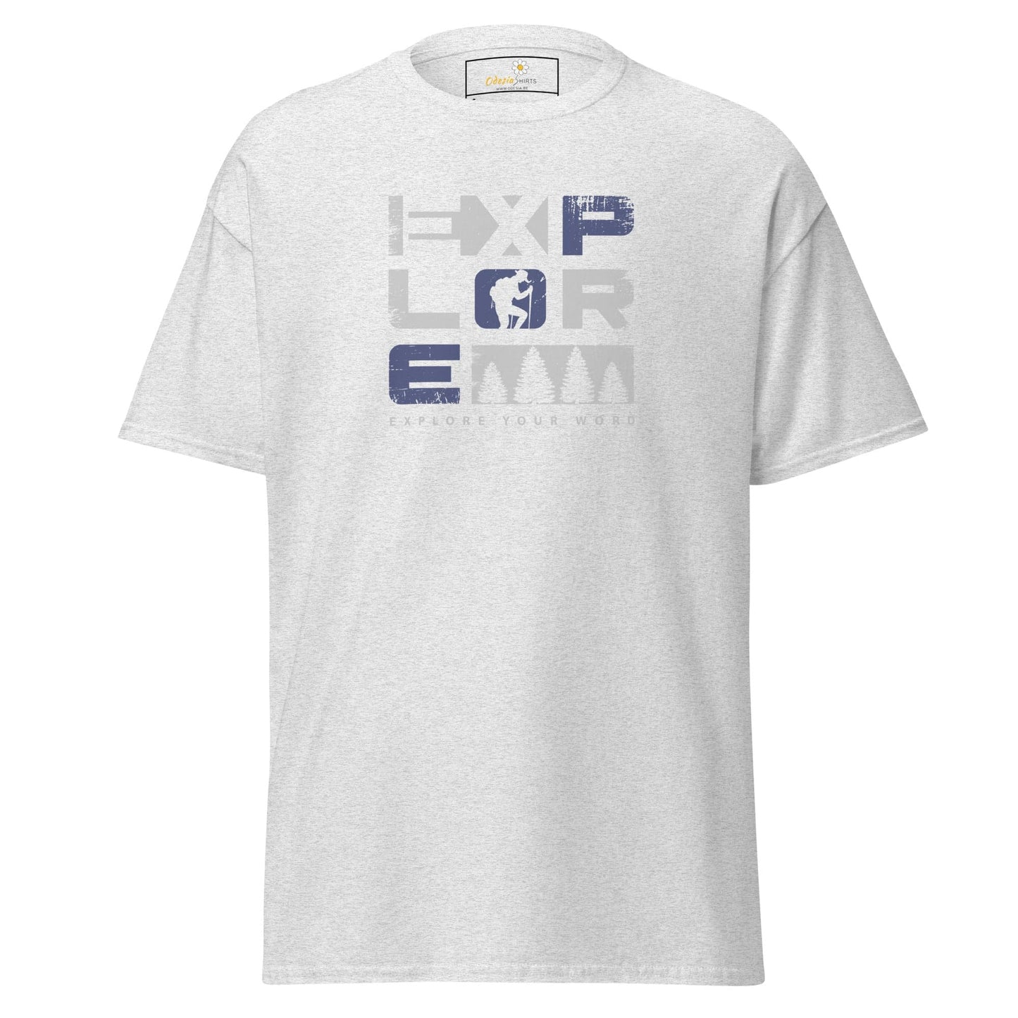 Unisex classic t-shirt - TEXT EXPLORE YOUR WORLD - REGULAR - Ash / S