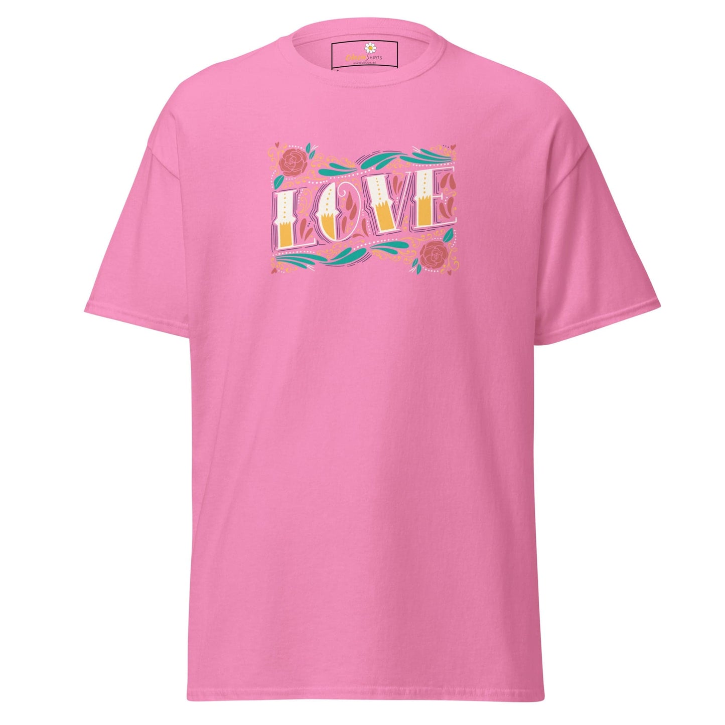 Unisex classic t-shirt - TEXT LOVE FLOWERS - REGULAR - Azalea / S