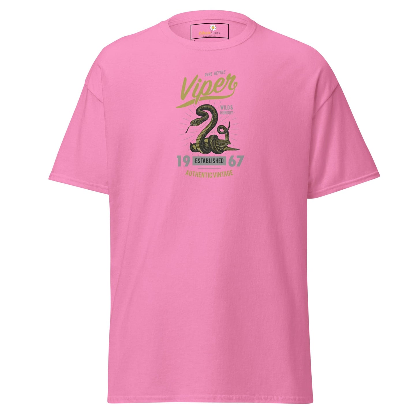 Pink T-shirt with Snake Graphic from T-SHIRT DESIGN TEE for Men and Women Sizes S to XL