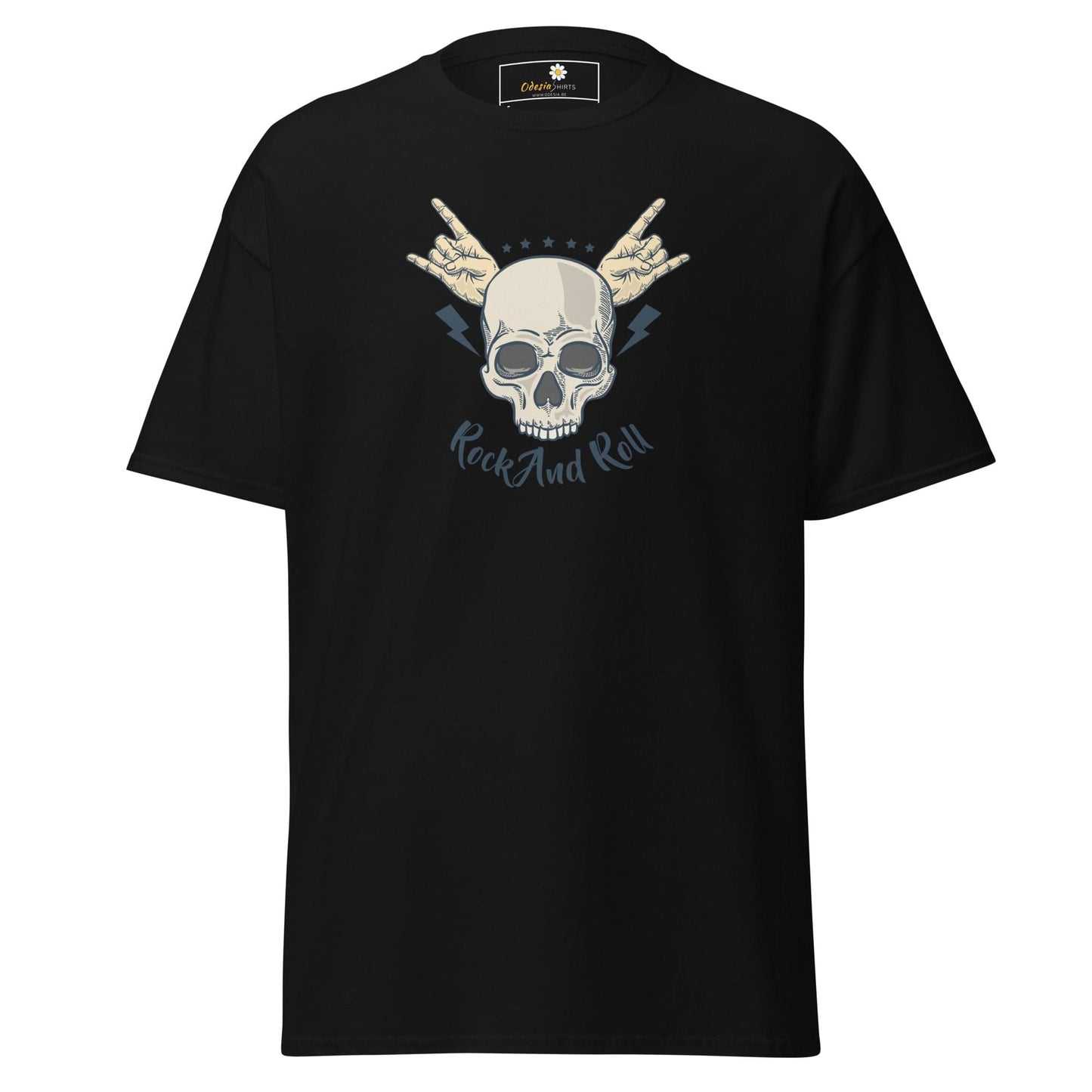 Black T-shirt with skull graphic from T-SHIRT DESIGN TEE for men and women in sizes S to XL