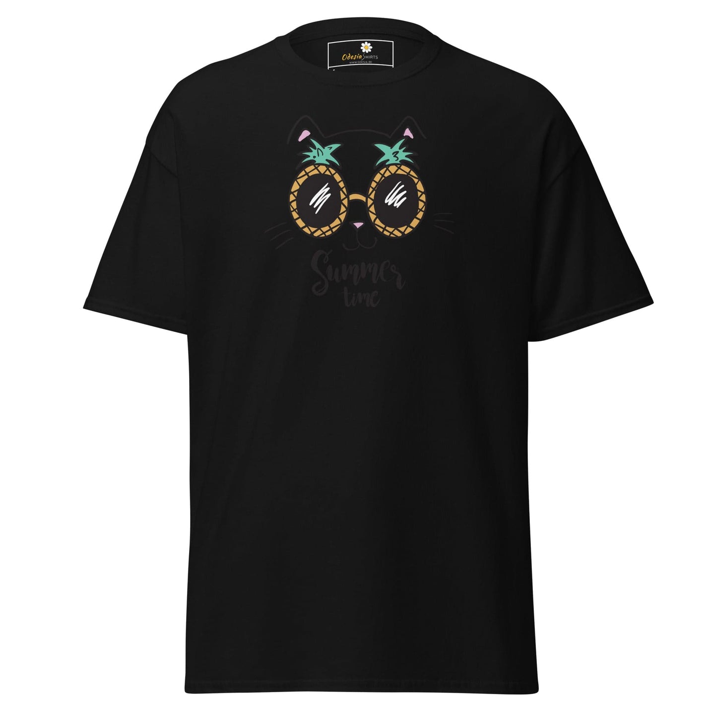 Black T-shirt with pineapple sunglasses graphic for Men and Women in S to XL sizes