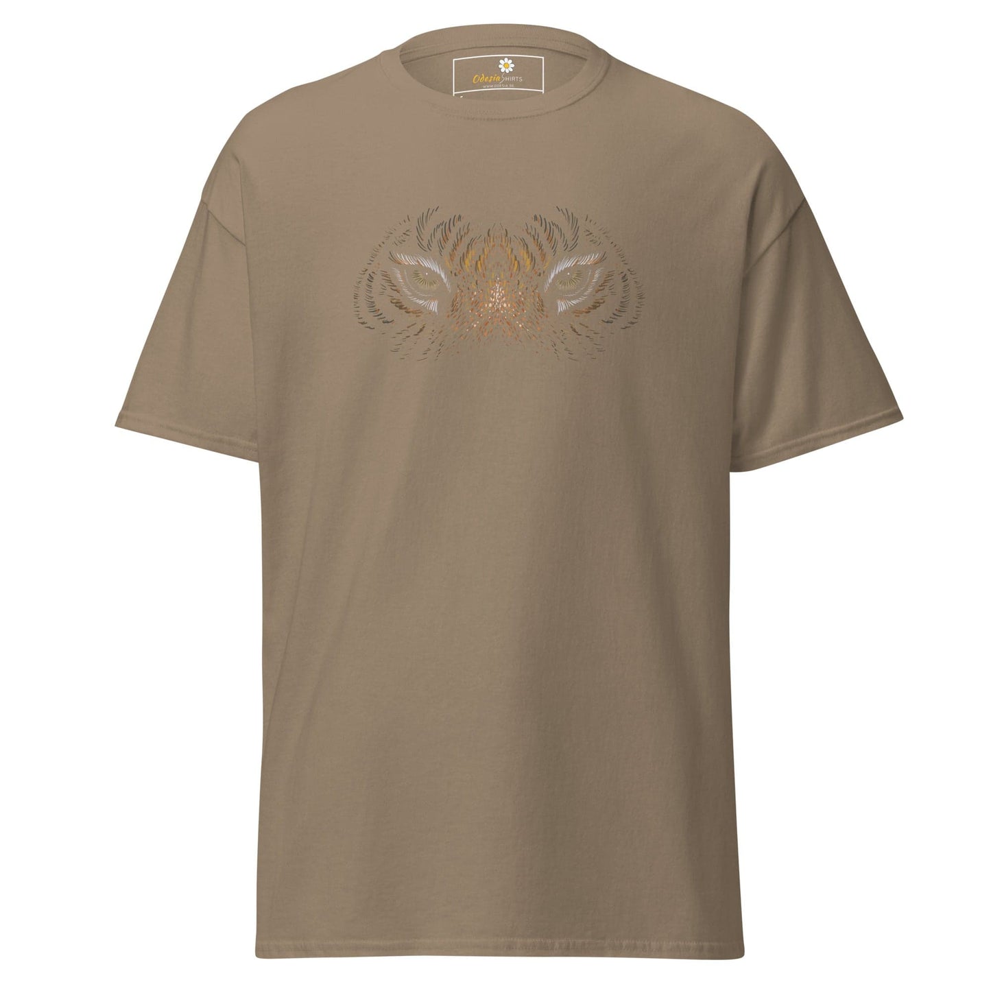 Khaki T-Shirt with Abstract Design for Men and Women in Sizes S to XL