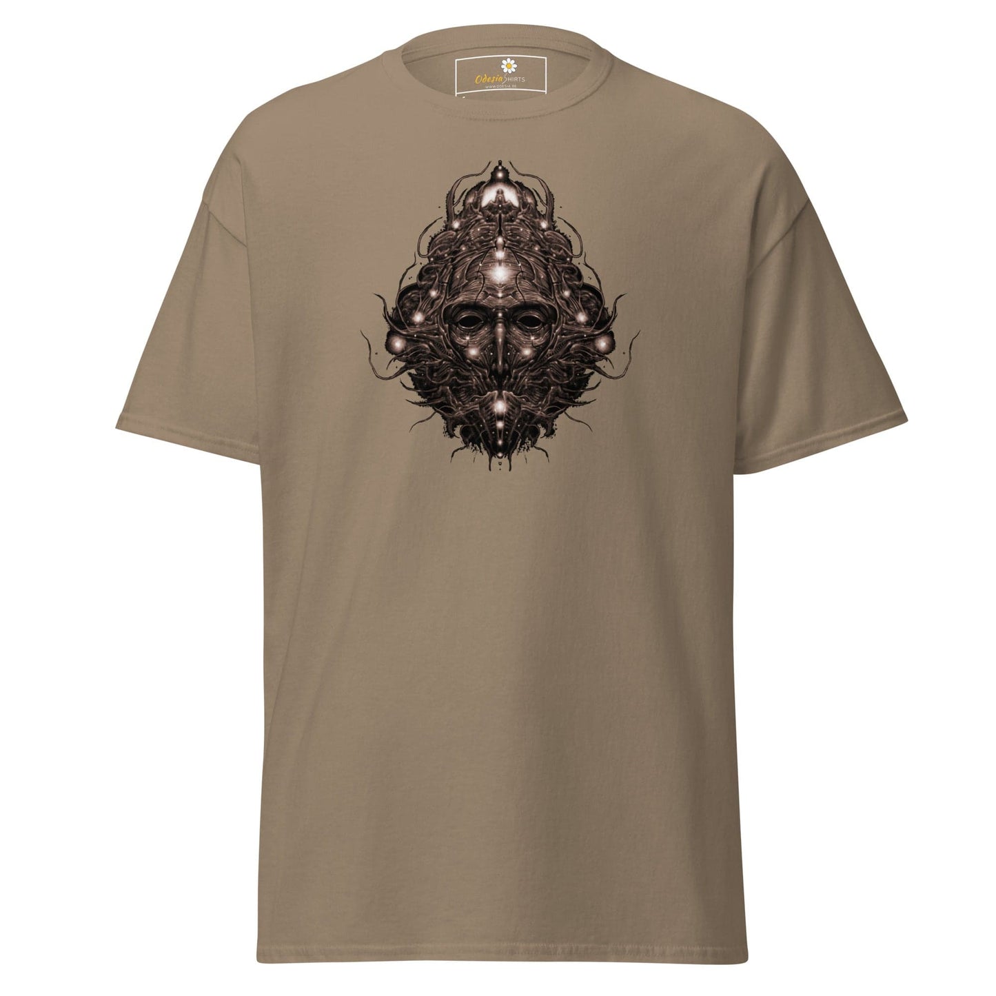 Khaki T-shirt with face graphic from T-SHIRT DESIGN TEE for Men and Women
