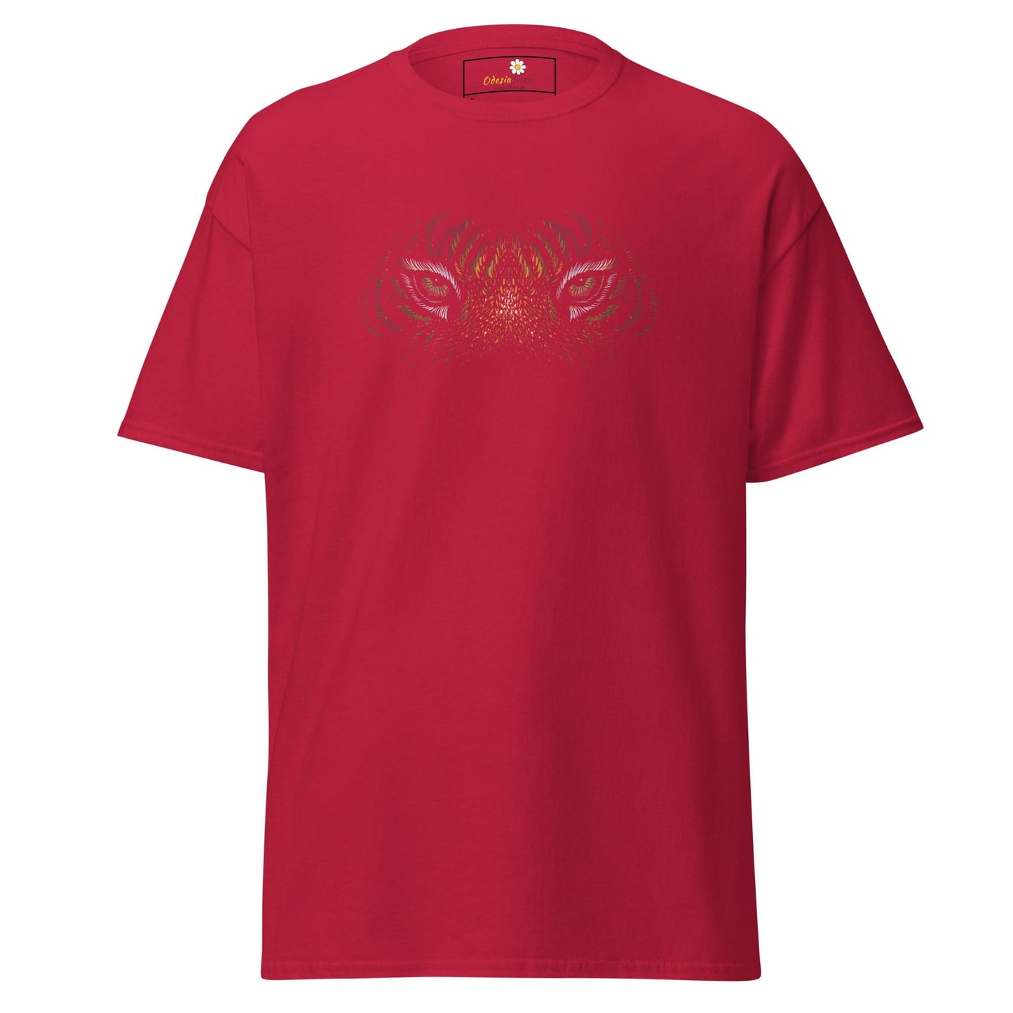 Red T-shirt with animal eyes design for Men and Women in sizes S to XL