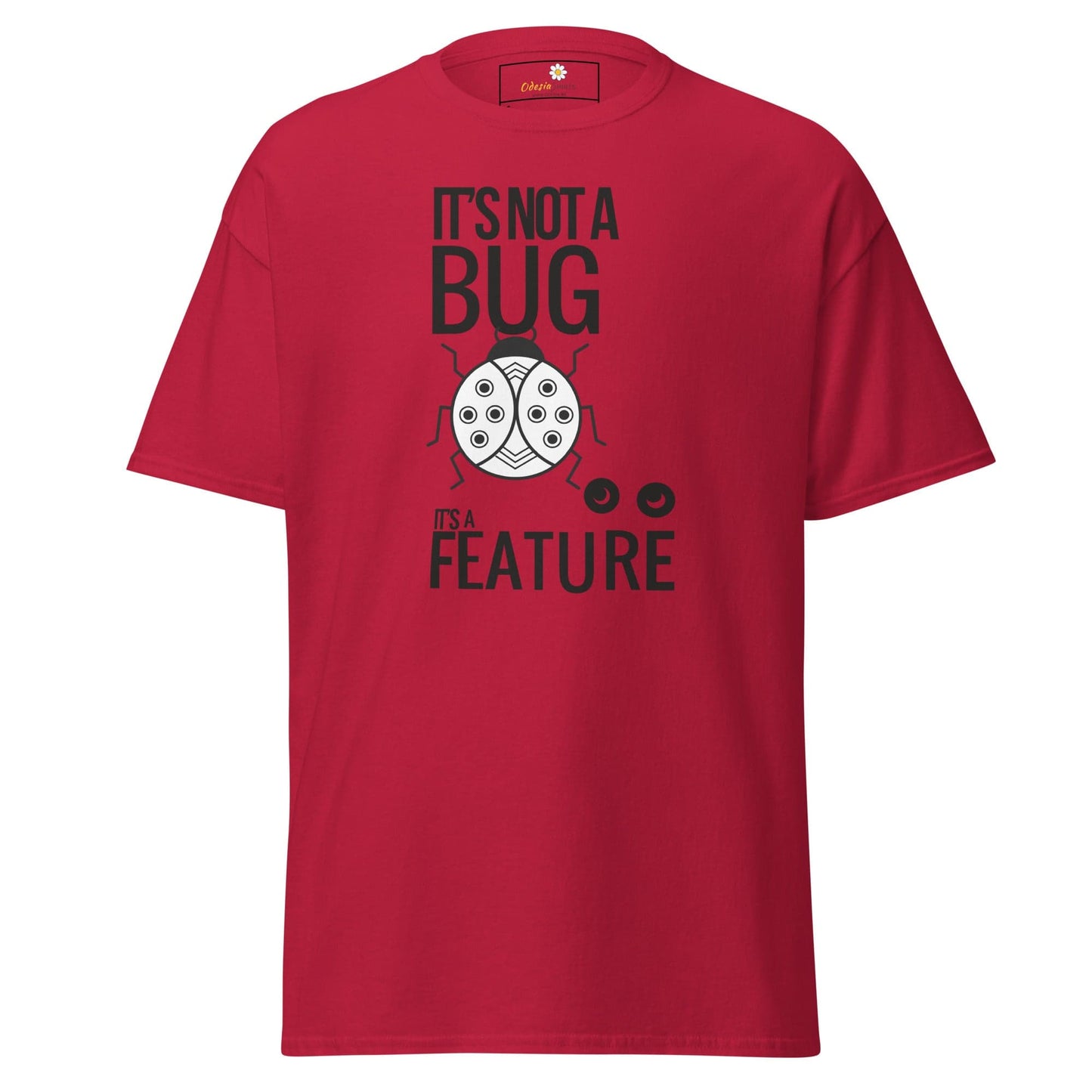Red T-shirt with bug graphic displayed in T-SHIRT DESIGN TEE for men and women sizes S to XL
