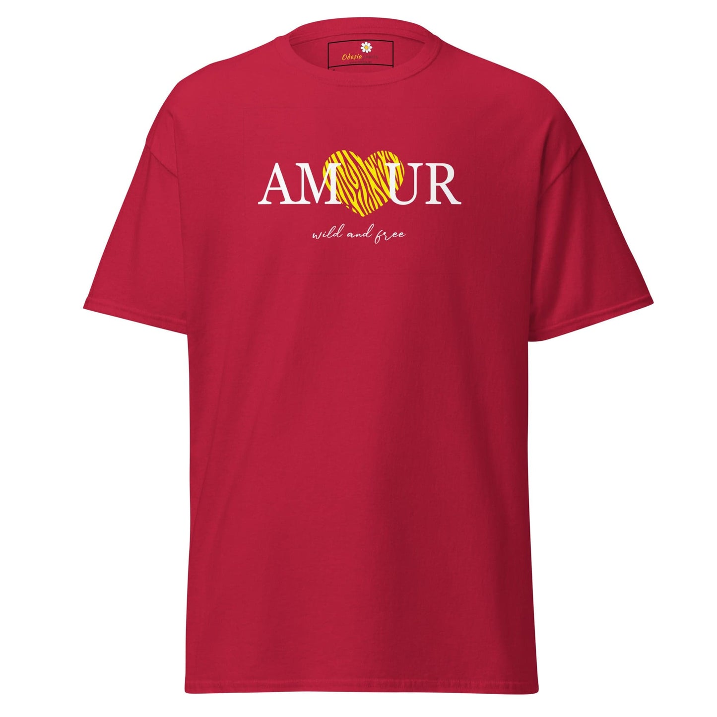 Unisex classic t-shirt TEXT AMOUR WILD N FREE - REGULAR - Cardinal / S
