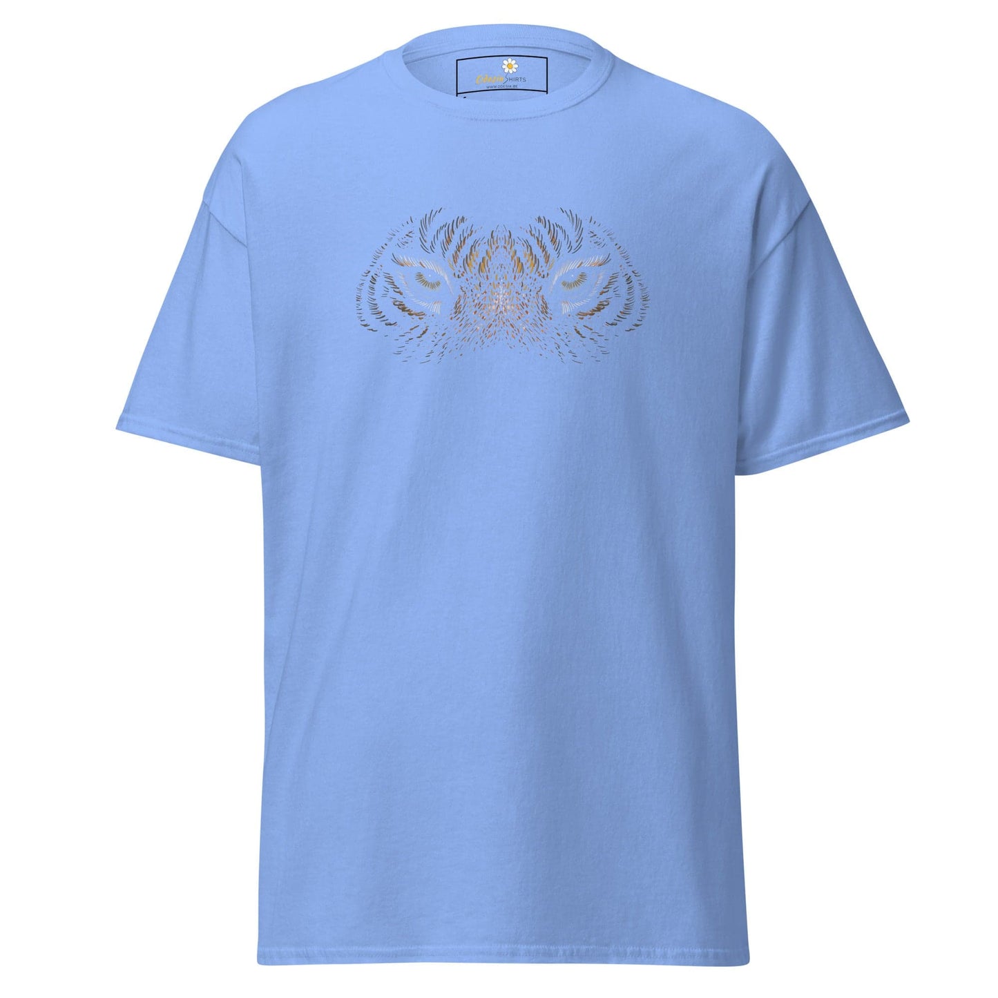 Light blue T-shirt with symmetrical design for men and women in sizes S to XL