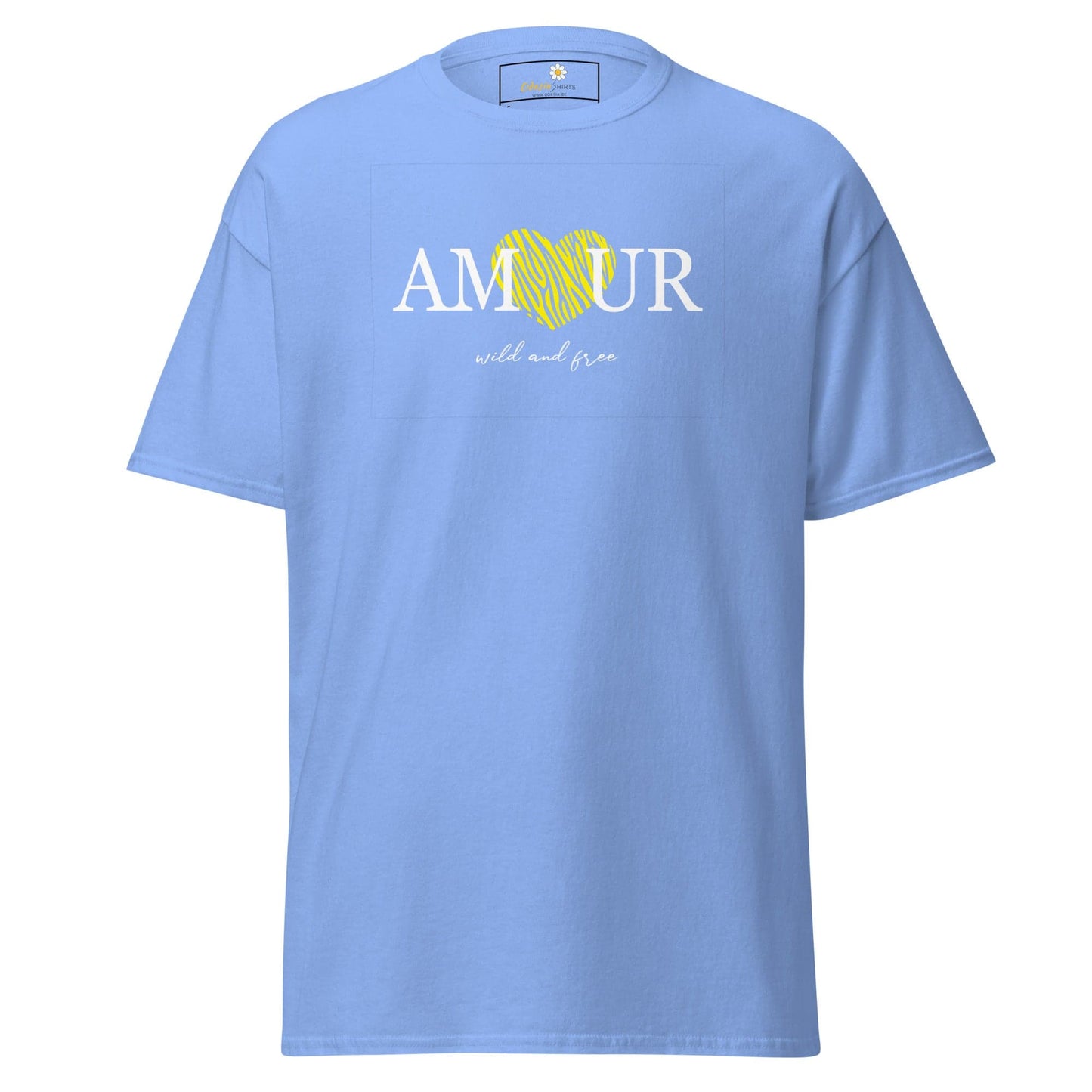 Unisex classic t-shirt TEXT AMOUR WILD N FREE - REGULAR - Carolina Blue / S