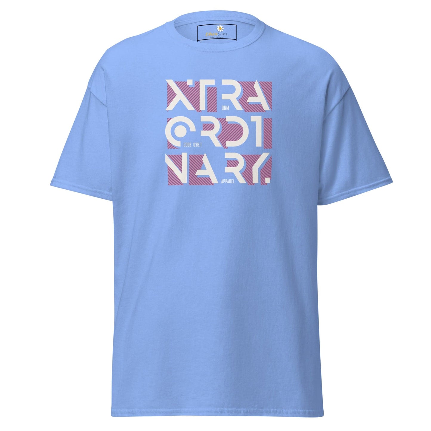 Light blue T-shirt featuring extraordinary graphic for men and women in sizes S to XL