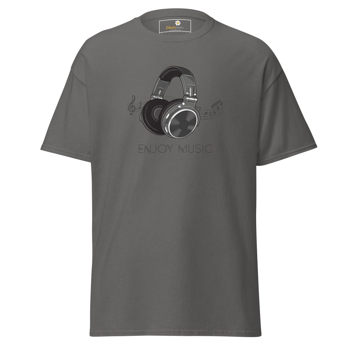 Gray T-shirt with headphone graphic from T-SHIRT DESIGN TEE for Men and Women