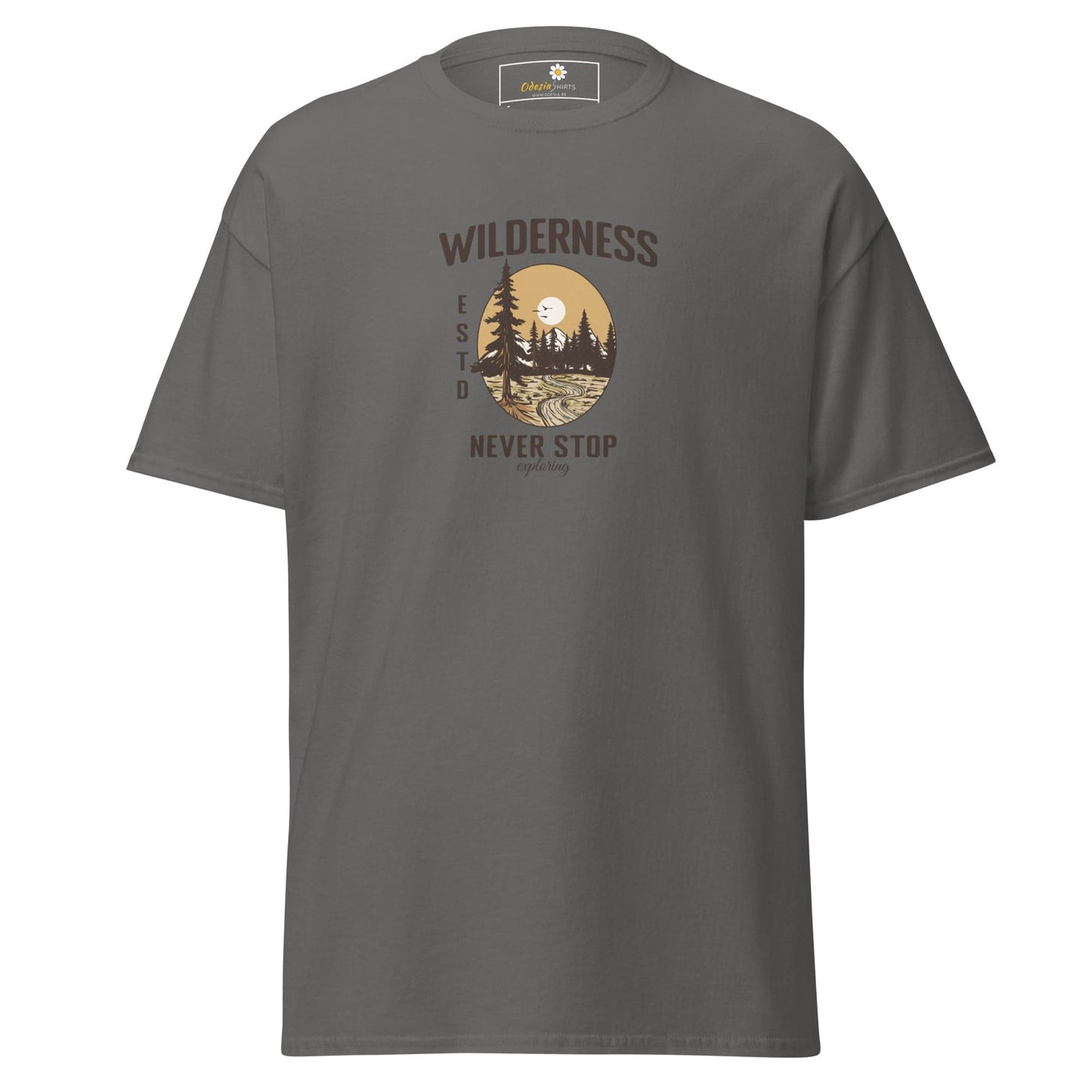 Unisex classic t-shirt - NATURE WILDERNESS NEVER STOP - REGULAR - Charcoal / S
