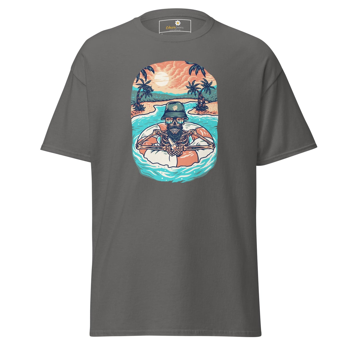 Unisex classic tshirt - SKULL SUMMER POOL - REGULAR - Charcoal / S